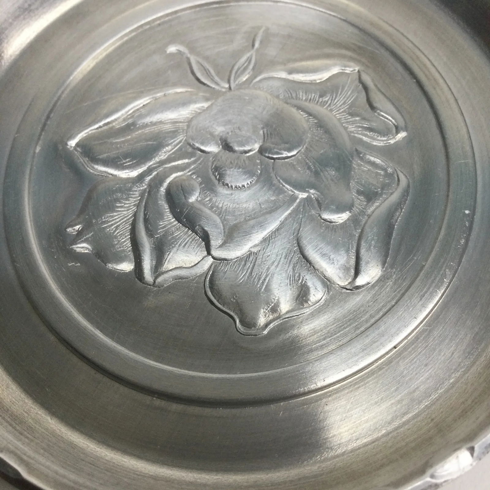 1960's Aluminum Rose Stamped Drink Coasters - Set of 8 - 6