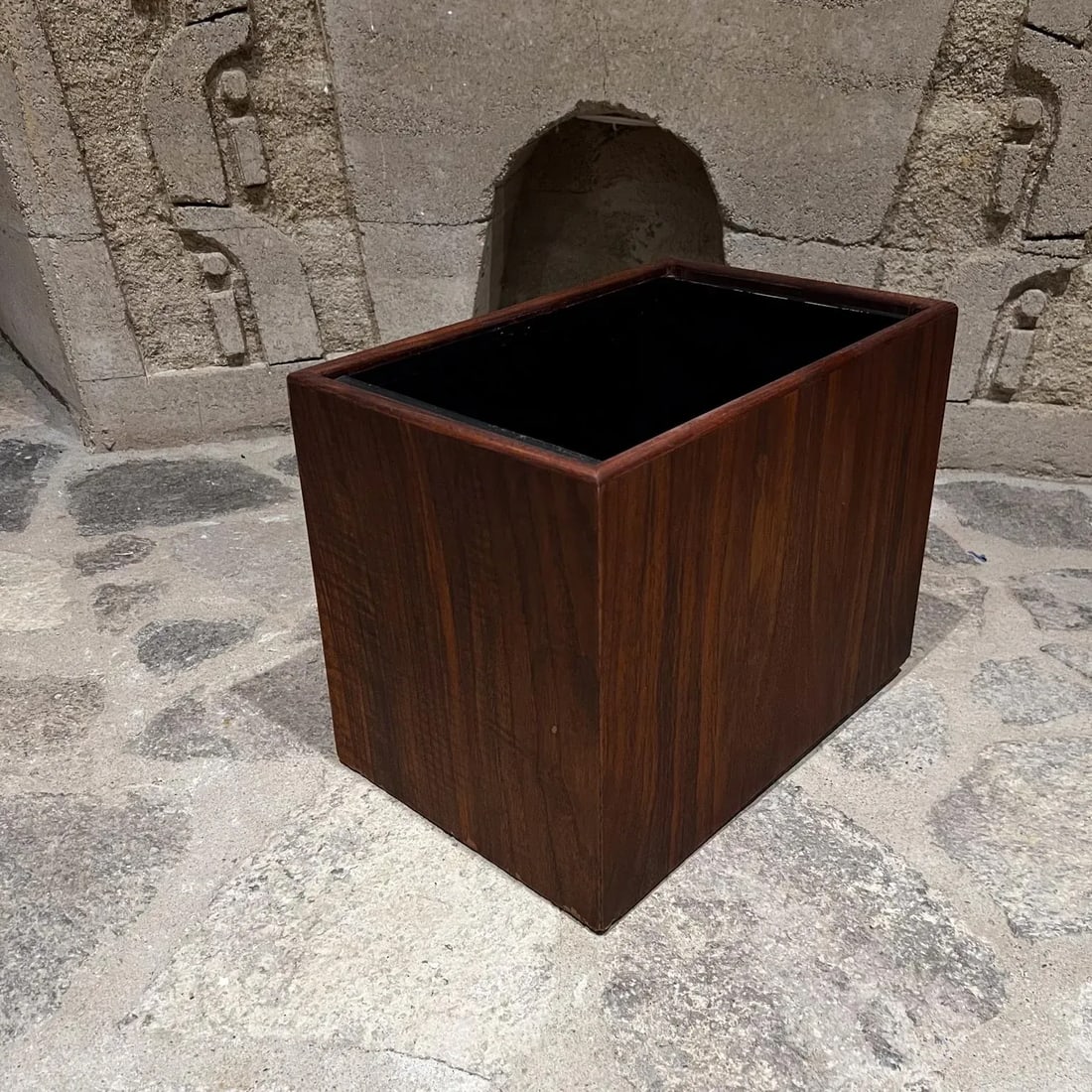 1970s Modern Walnut Wood Planter Box or Waste Basket - 5