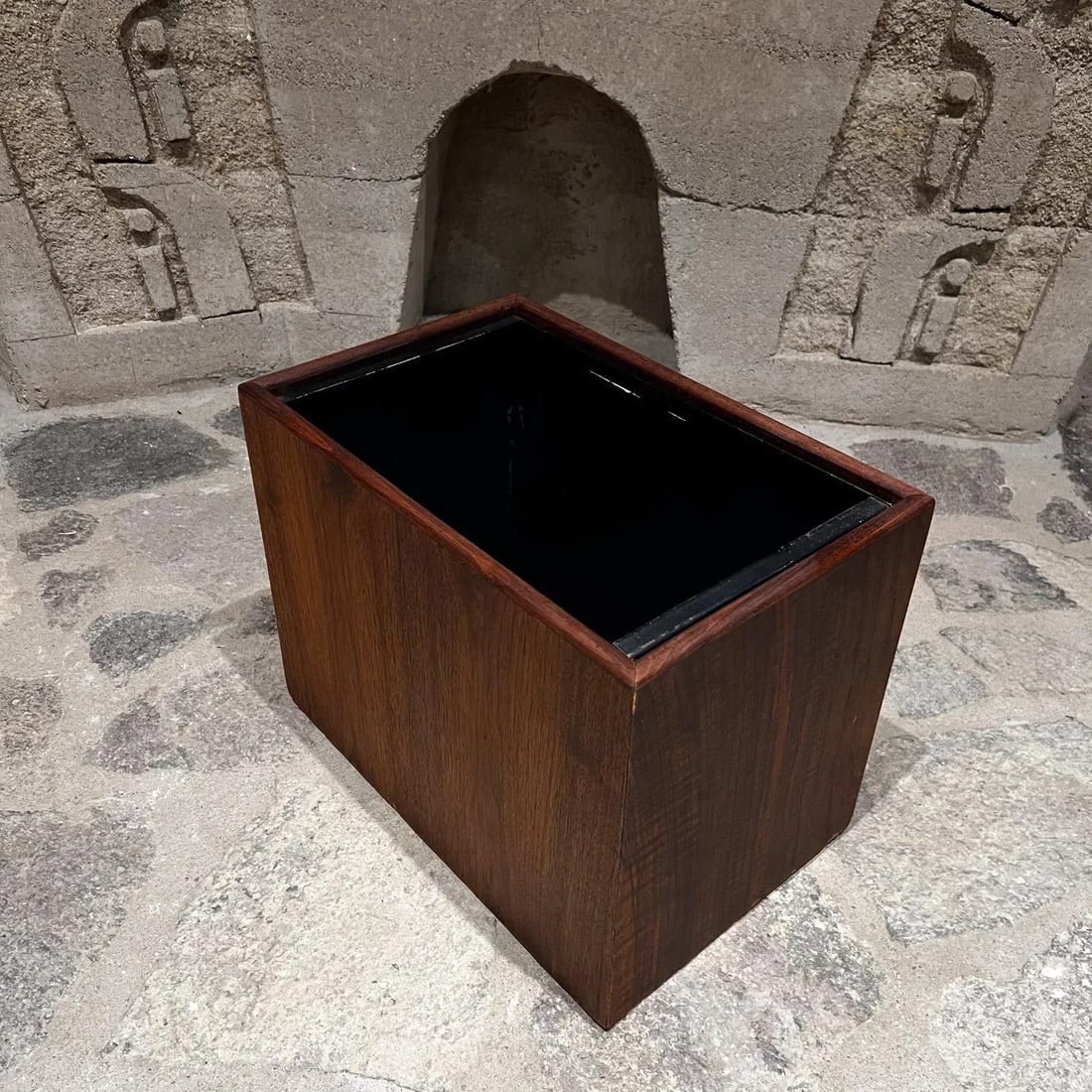 1970s Modern Walnut Wood Planter Box or Waste Basket - 9