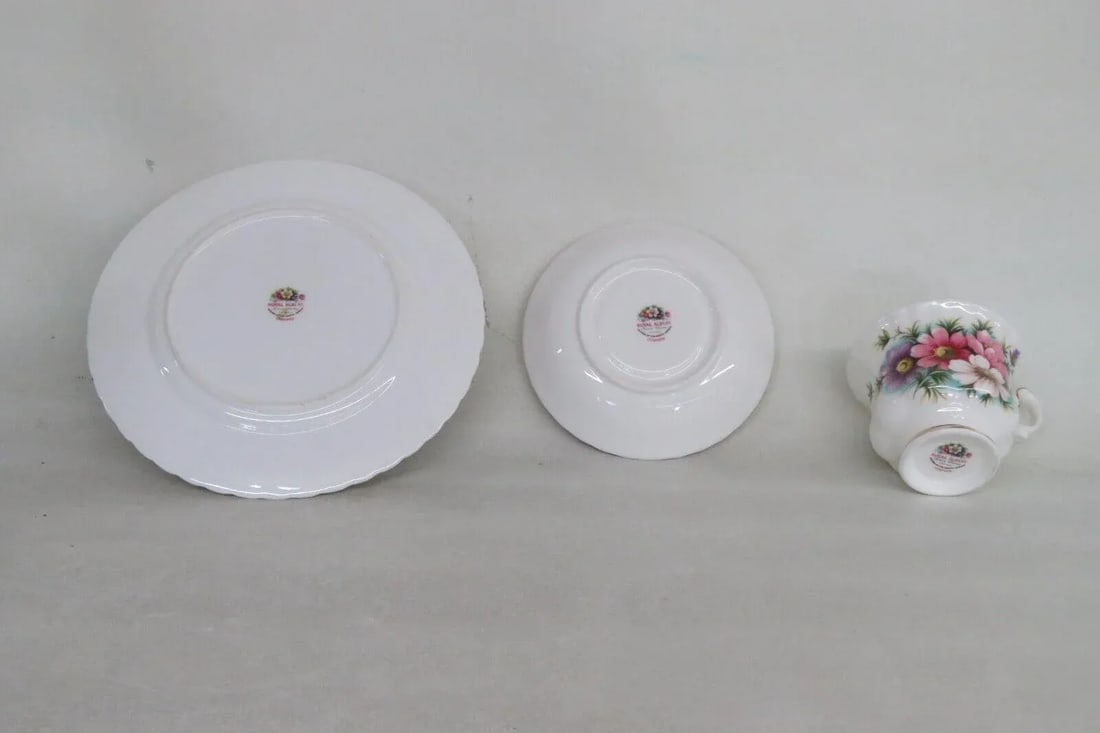 Royal Albert Bone China October Cosmo Flowers Tea Cup Saucer and Plate Set - 5