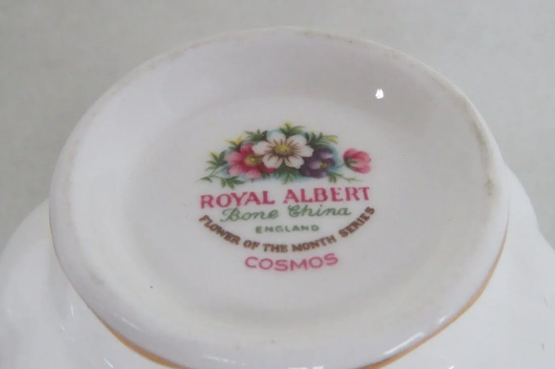 Royal Albert Bone China October Cosmo Flowers Tea Cup Saucer and Plate Set - 6