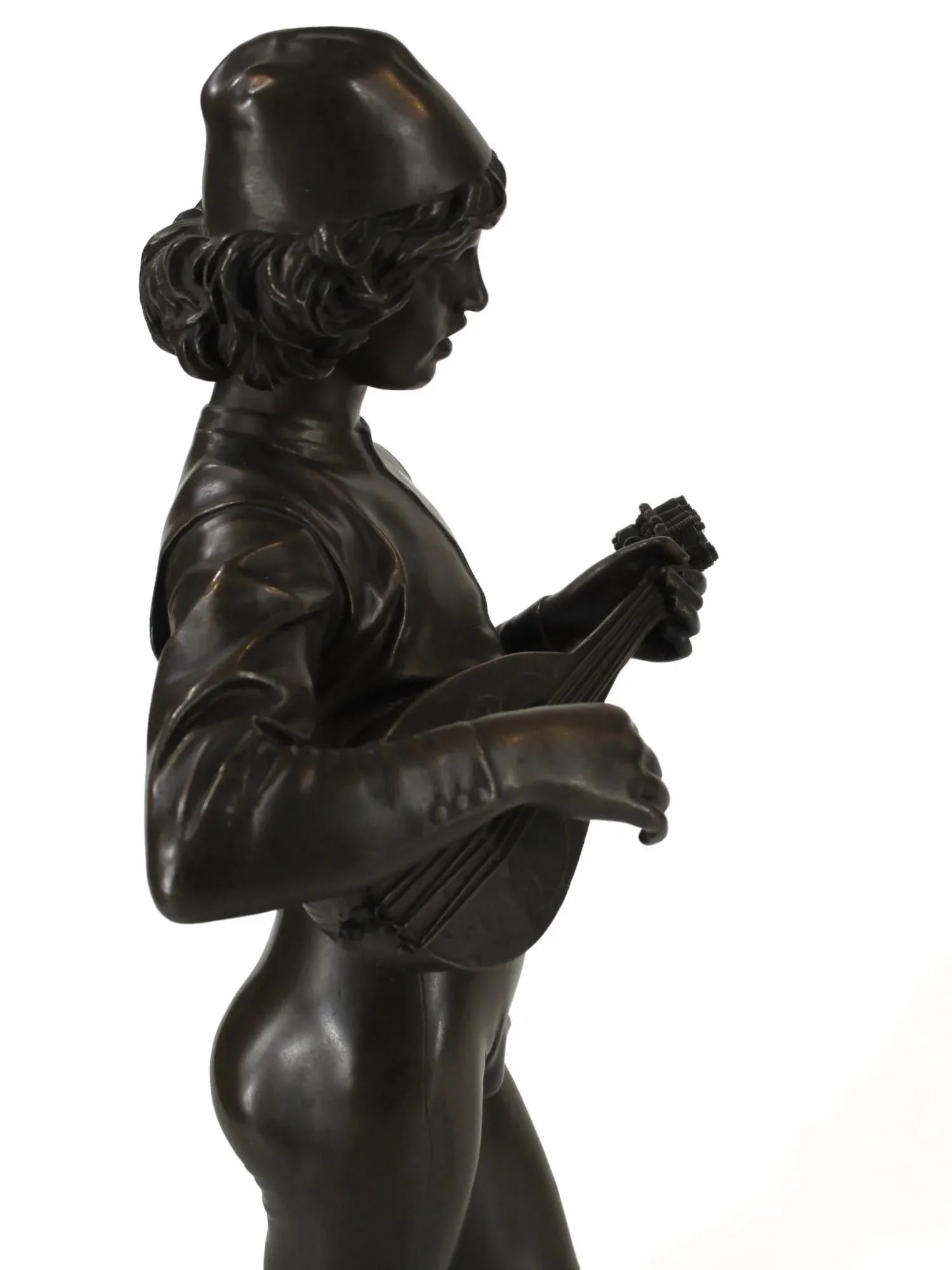 Le Chanteur Florentin Bronze Statue Artist Paul Dubois (1829-1905) Barbedienne Foundry - 6
