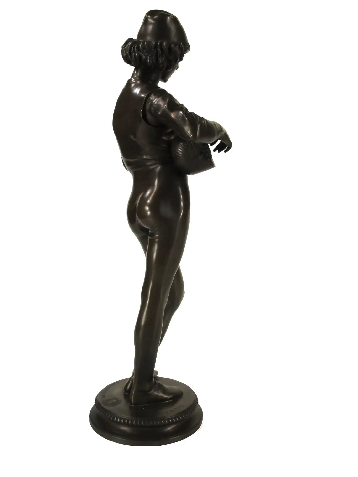 Le Chanteur Florentin Bronze Statue Artist Paul Dubois (1829-1905) Barbedienne Foundry - 7