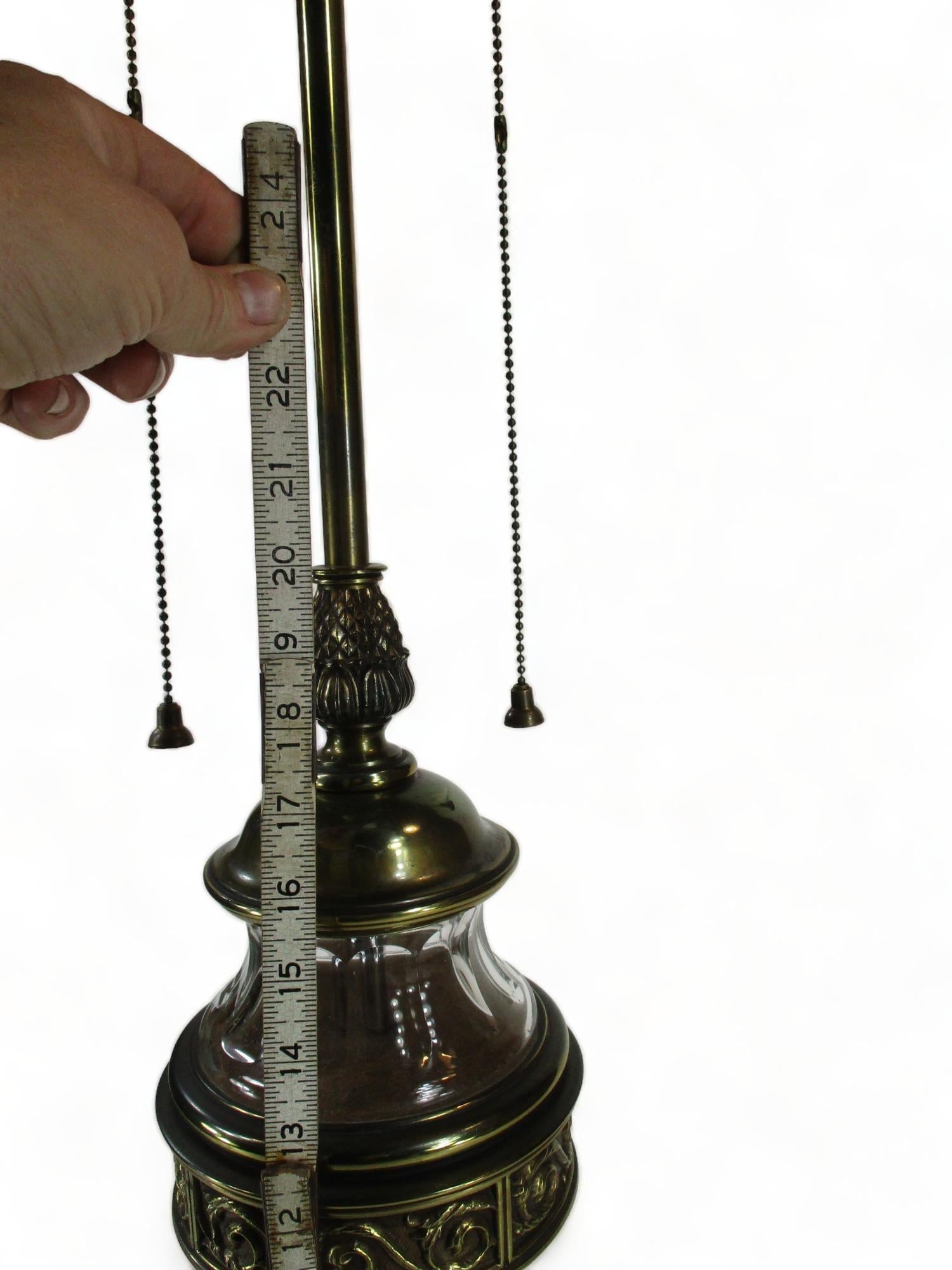 Mid 20th Century 36" Torchiere Lamp Stiffel Brass & Crystal Pineapple Hollywood Regency - 12