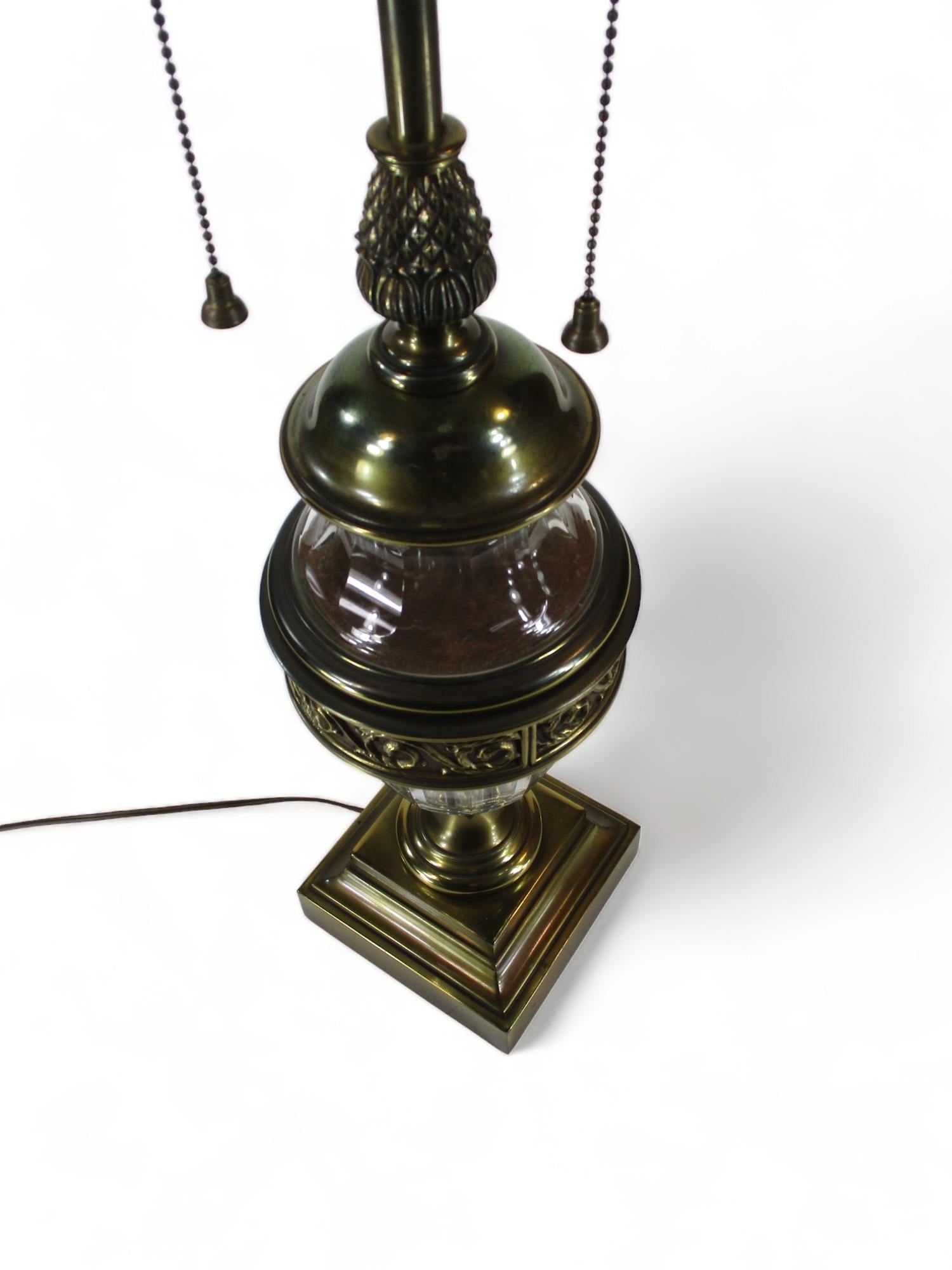 Mid 20th Century 36" Torchiere Lamp Stiffel Brass & Crystal Pineapple Hollywood Regency - 13