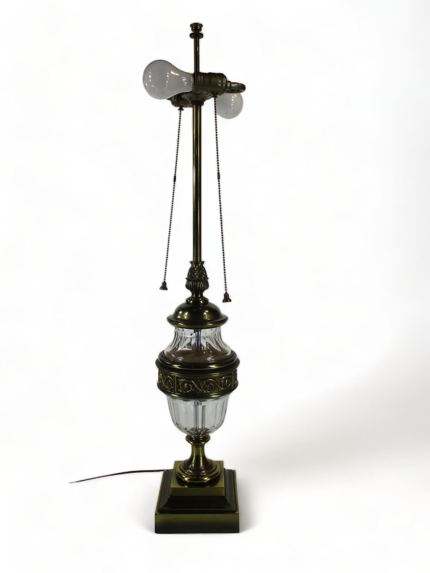 Mid 20th Century 36" Torchiere Lamp Stiffel Brass & Crystal Pineapple Hollywood Regency - 14