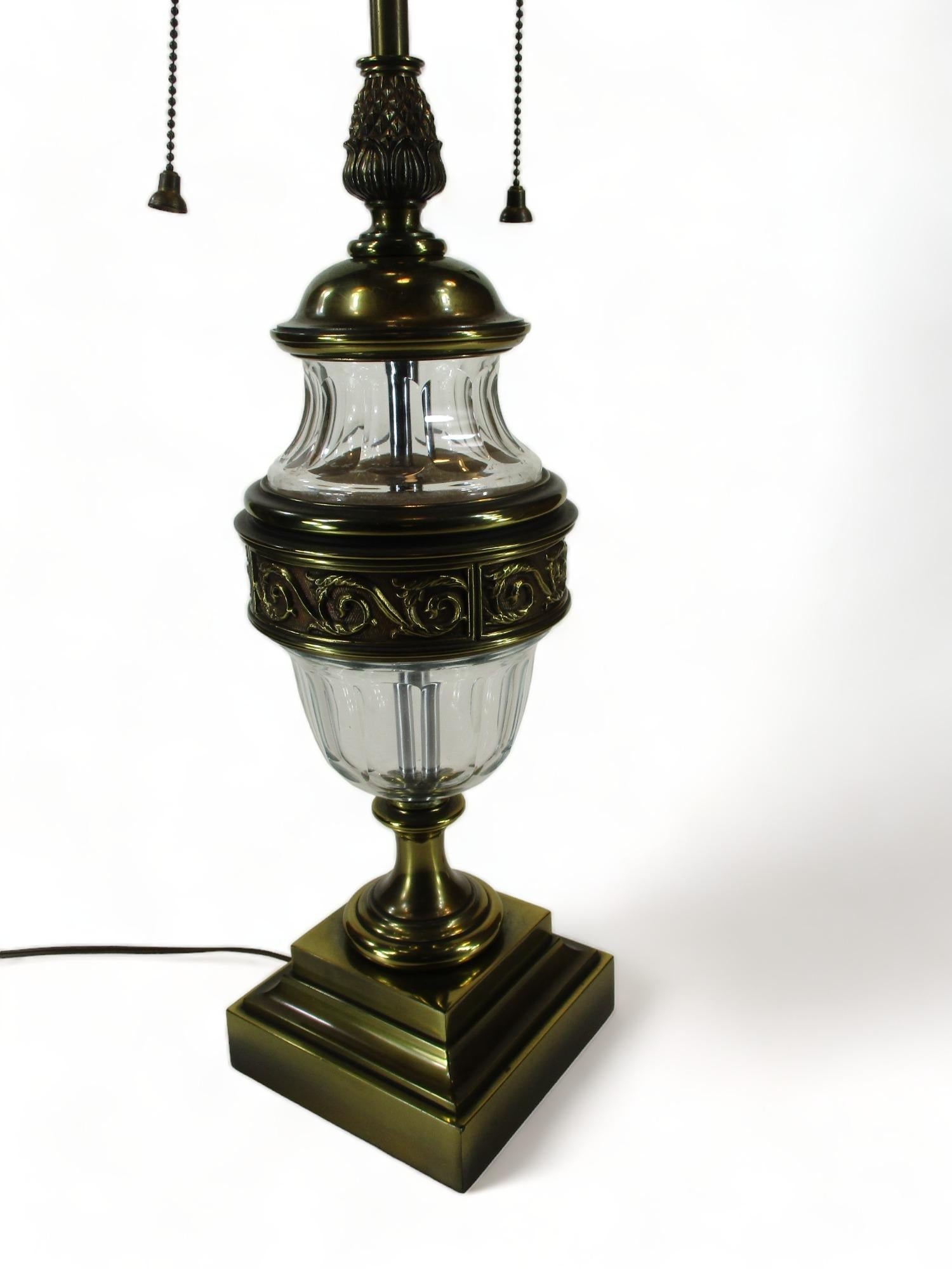 Mid 20th Century 36" Torchiere Lamp Stiffel Brass & Crystal Pineapple Hollywood Regency - 2