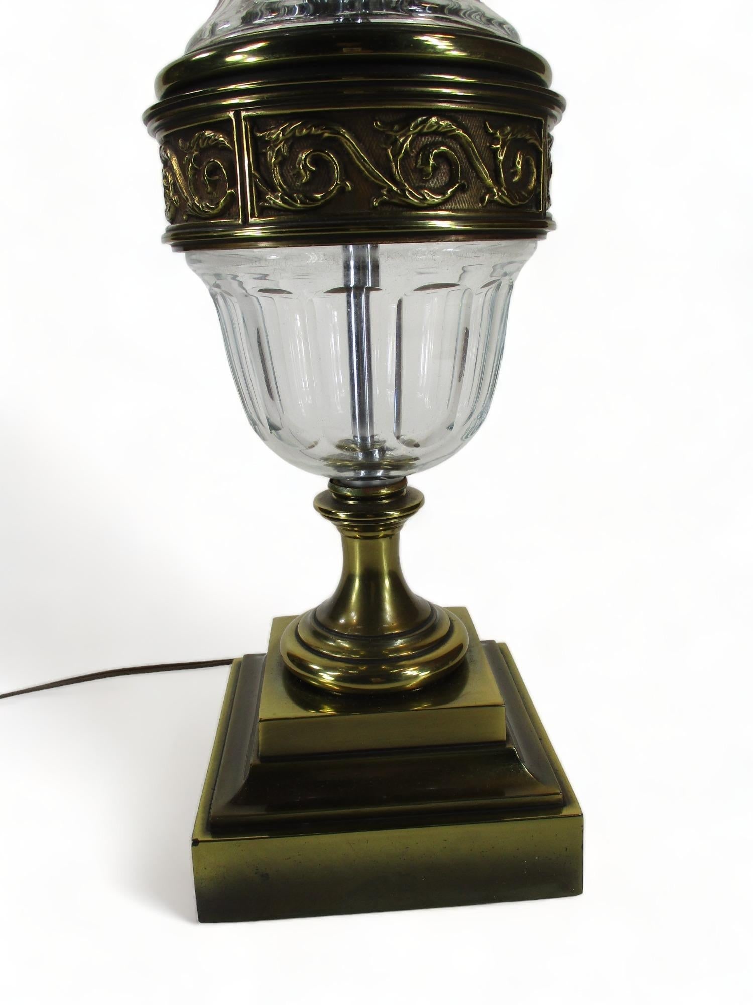 Mid 20th Century 36" Torchiere Lamp Stiffel Brass & Crystal Pineapple Hollywood Regency - 7