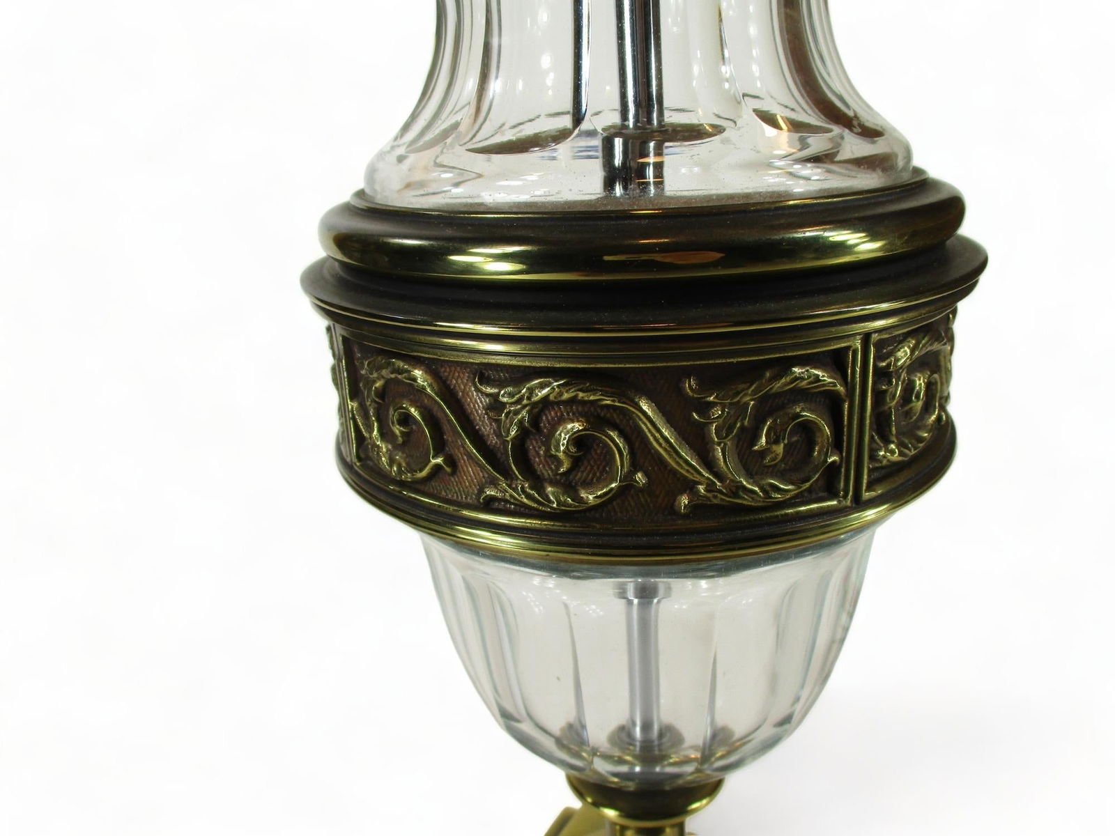 Mid 20th Century 36" Torchiere Lamp Stiffel Brass & Crystal Pineapple Hollywood Regency - 8