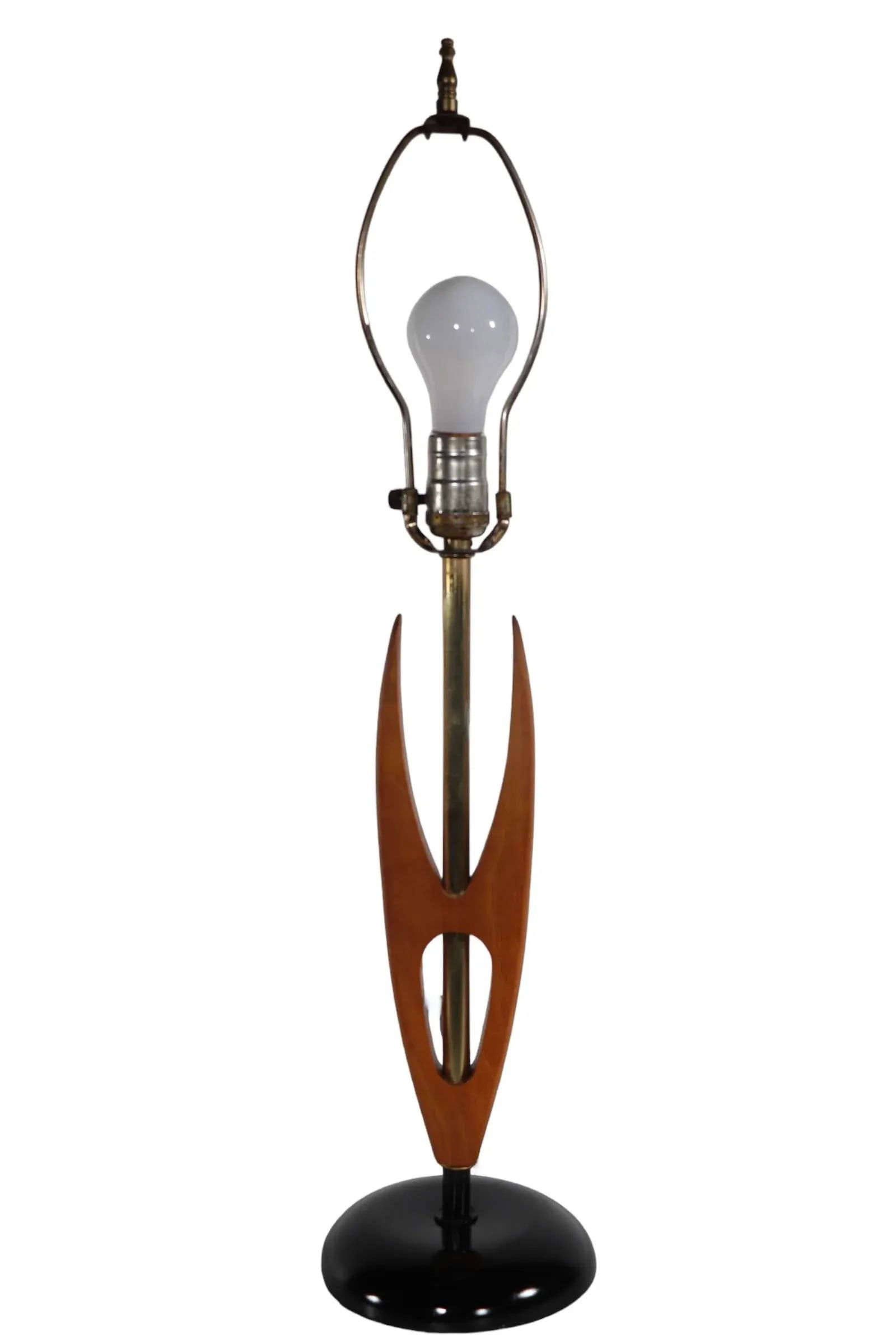 Sculptural Wood and Metal Mid Century Table Lamp C 1950's - 2