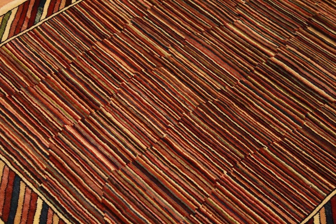 1980s Shabby Chic Gabbeh Blue/Red Hand-Knotted Wool Rug -3'3 X 4'9 - 6