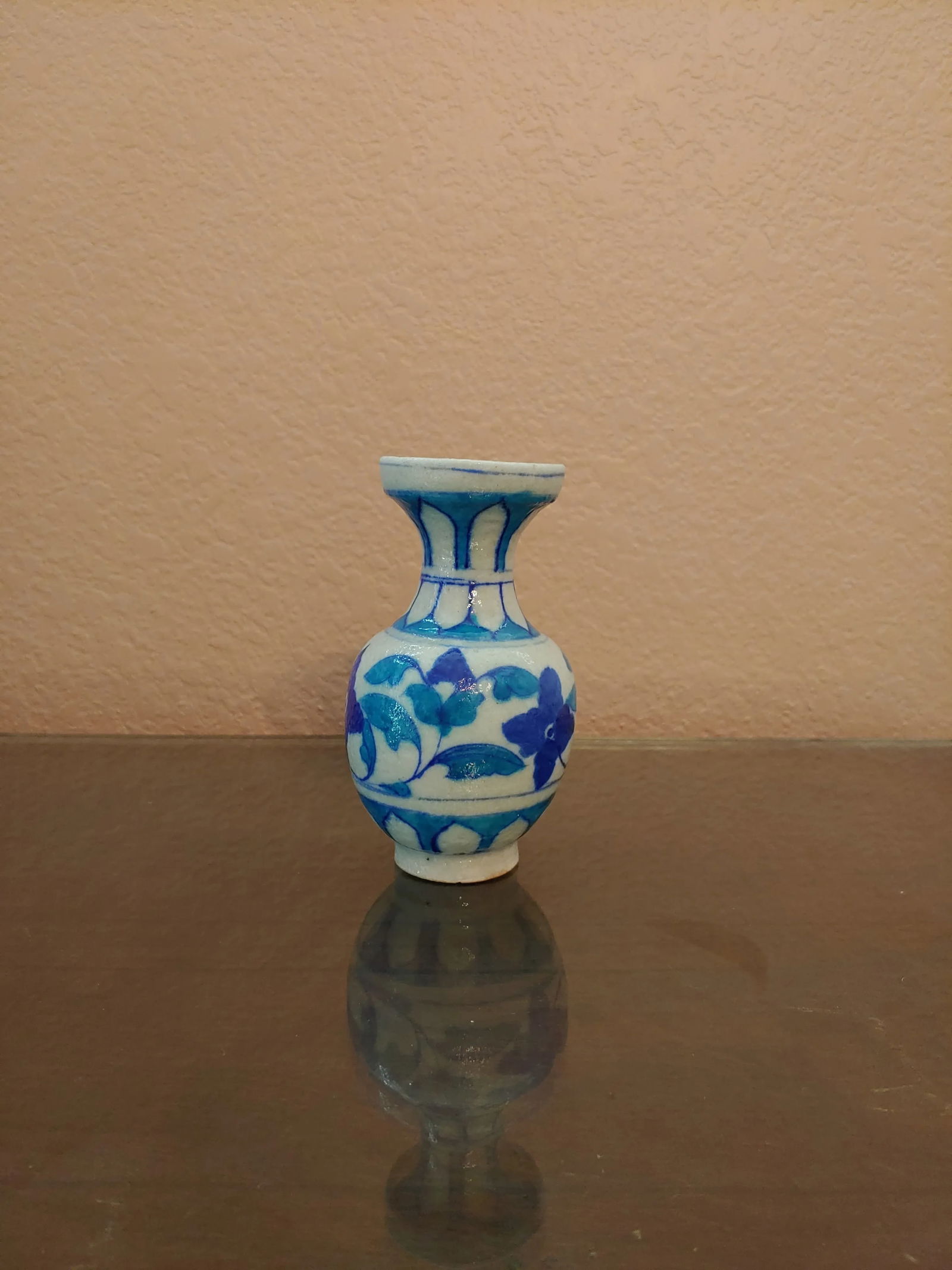 Vintage Moroccan Blue and White Bud Vase - 3