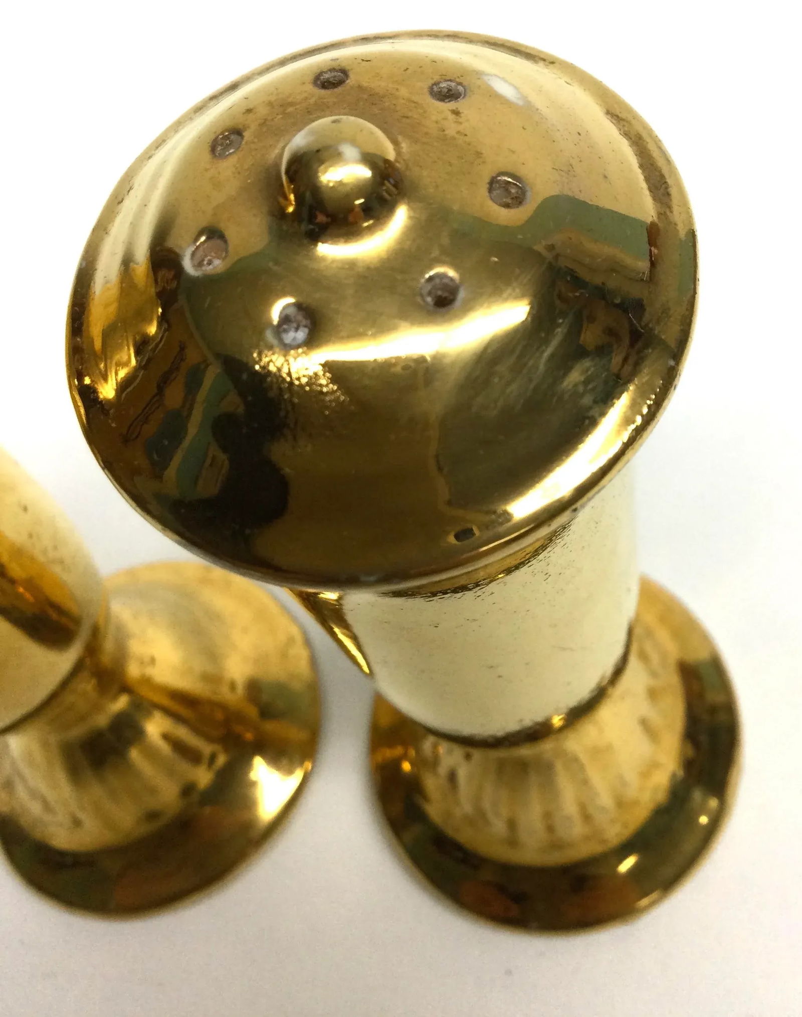 Mid Century Gold Ceramic Salt and Pepper Shaker Set - 6