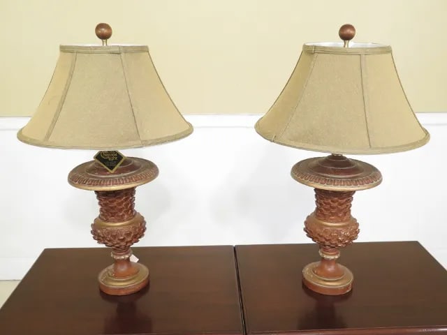 Natural Light Decorator Table Lamps W/ Shades - a Pair - 8