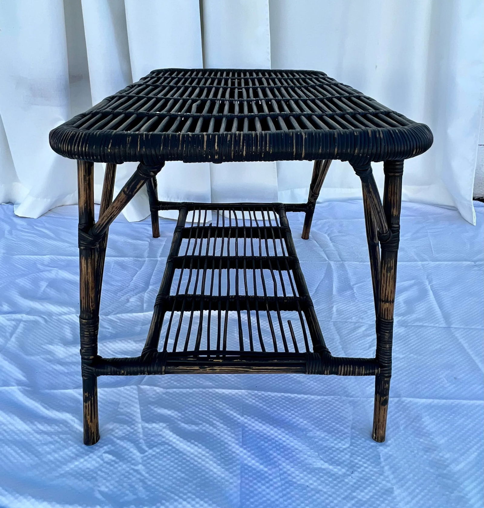 Vintage Bamboo and Pencil Reed Coffee / Side Table - 2