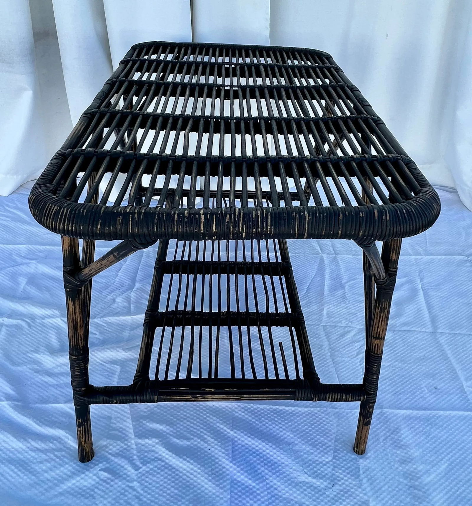 Vintage Bamboo and Pencil Reed Coffee / Side Table - 3