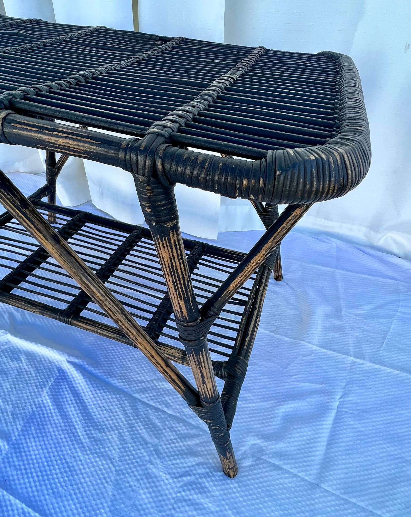 Vintage Bamboo and Pencil Reed Coffee / Side Table - 5
