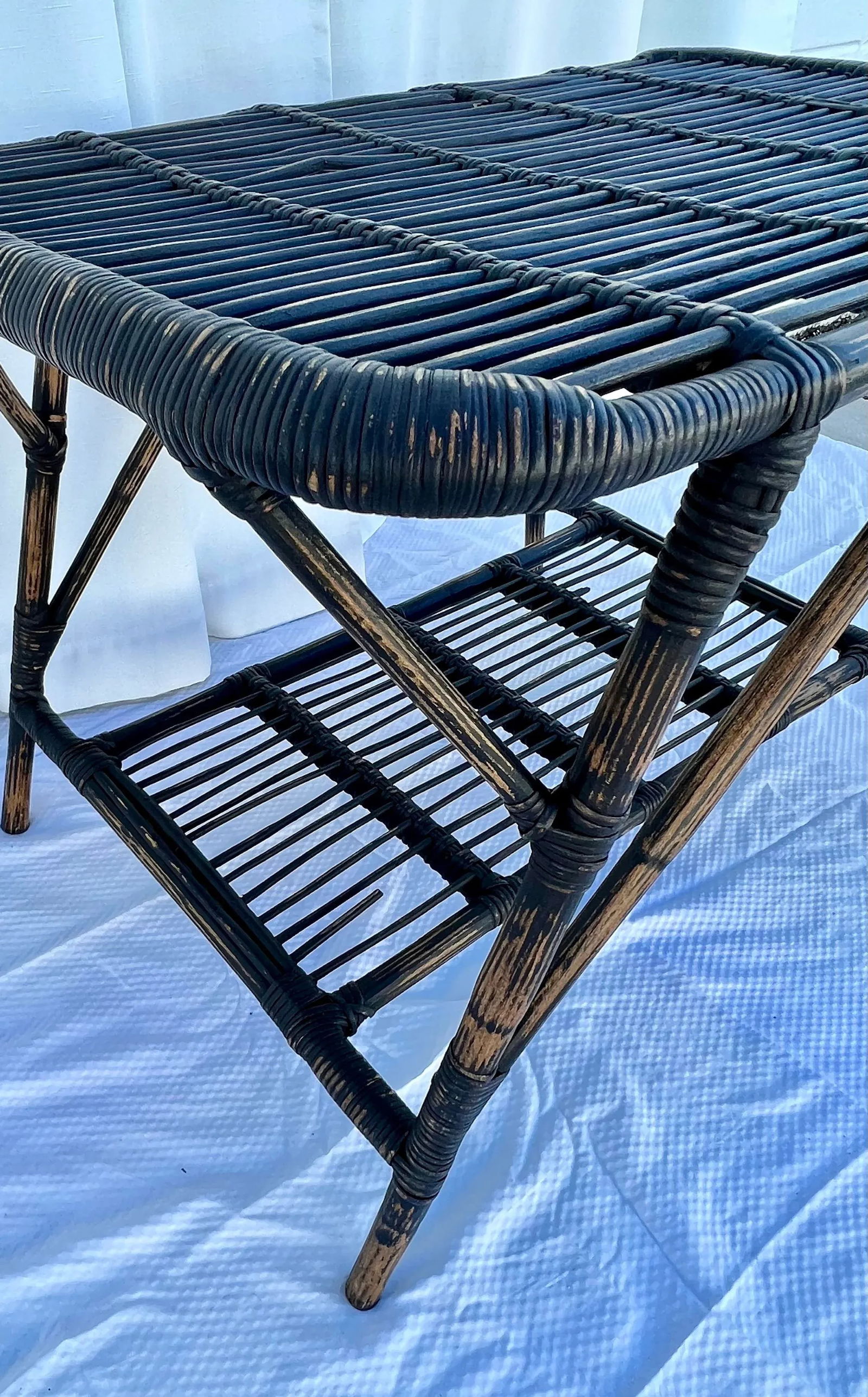 Vintage Bamboo and Pencil Reed Coffee / Side Table - 7