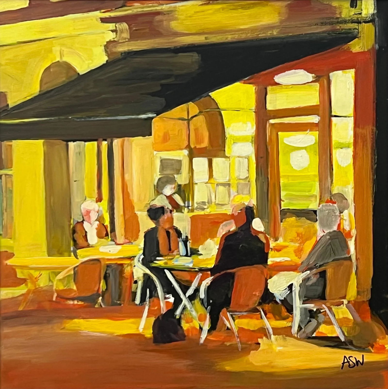 Angela Wakefield Painting Study of Al Fresco Spanish Tapas Bar Scene at Night by British Artist, 201 - 2