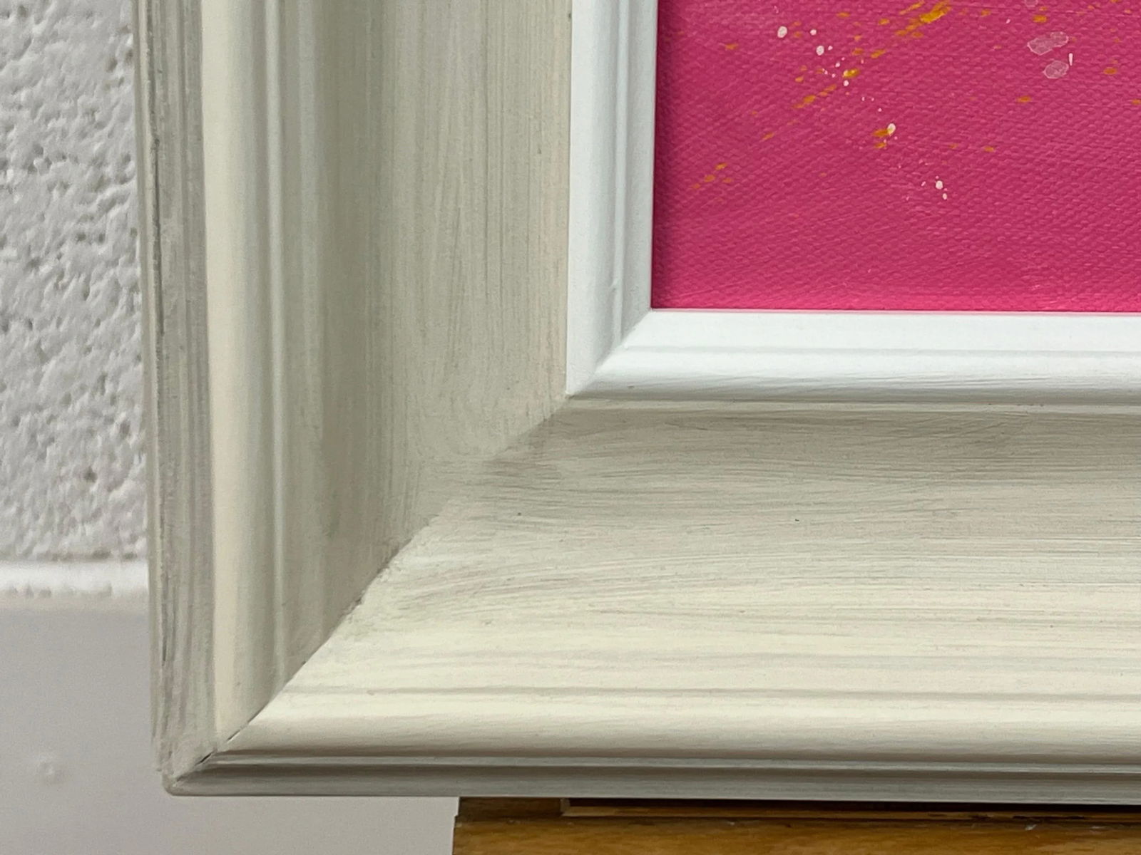 Abstract White & Turquoise Flowers on Pink Background by Contemporary Artist, 2023 - 12