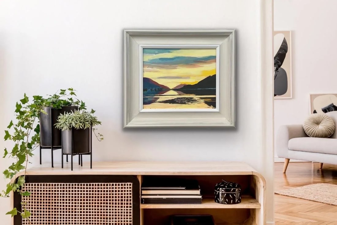 Golden Yellow Landscape Painting of the Scottish Highlands by Contemporary British Artist - 2