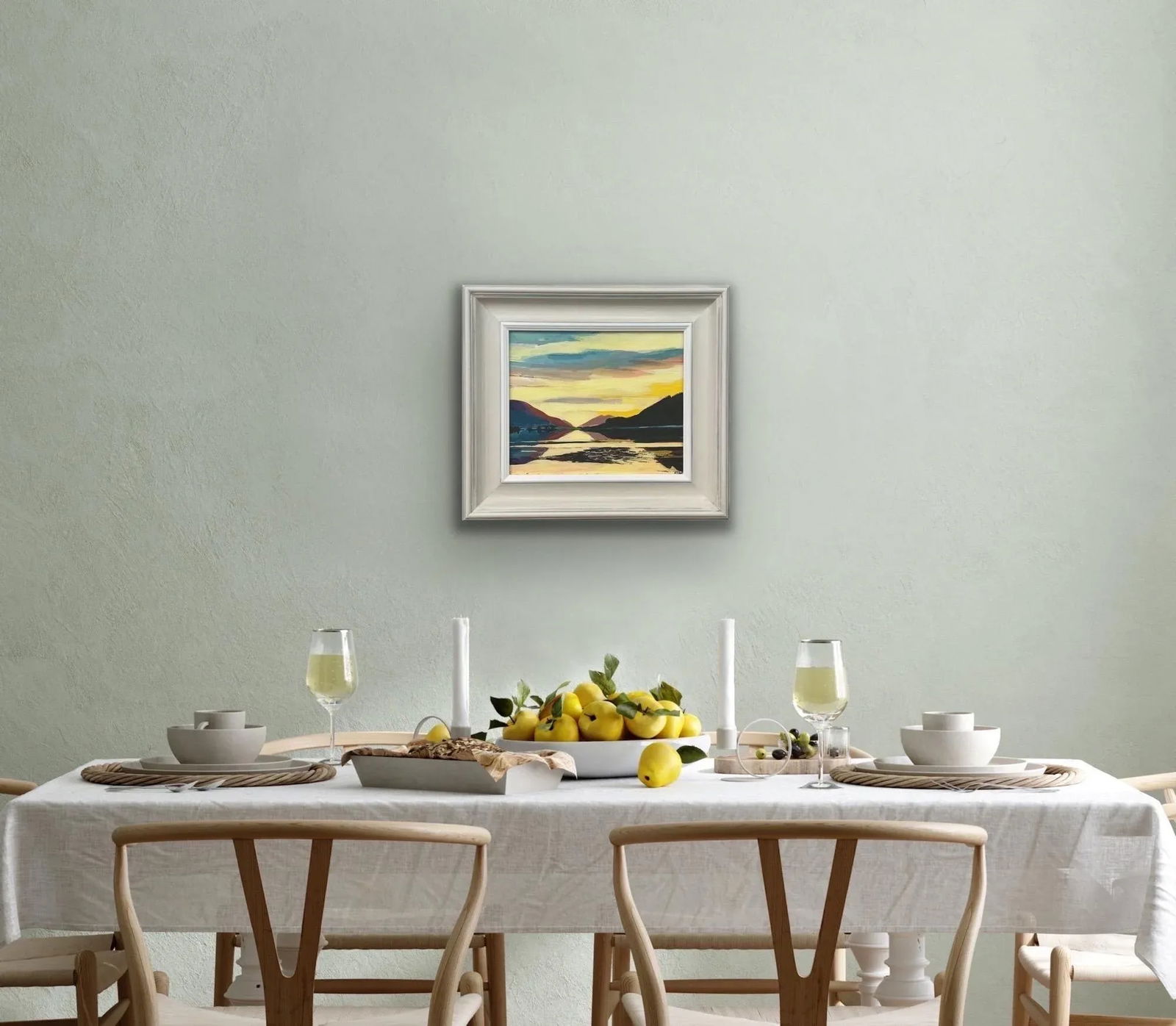 Golden Yellow Landscape Painting of the Scottish Highlands by Contemporary British Artist - 5