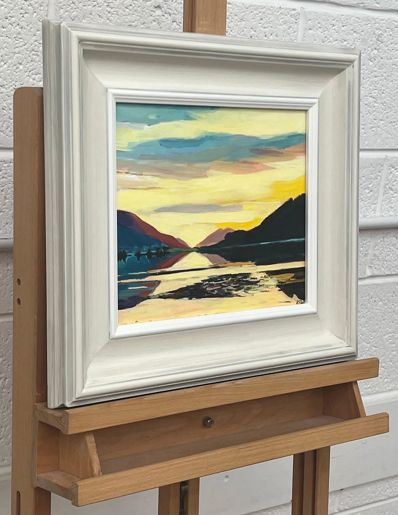 Golden Yellow Landscape Painting of the Scottish Highlands by Contemporary British Artist - 6