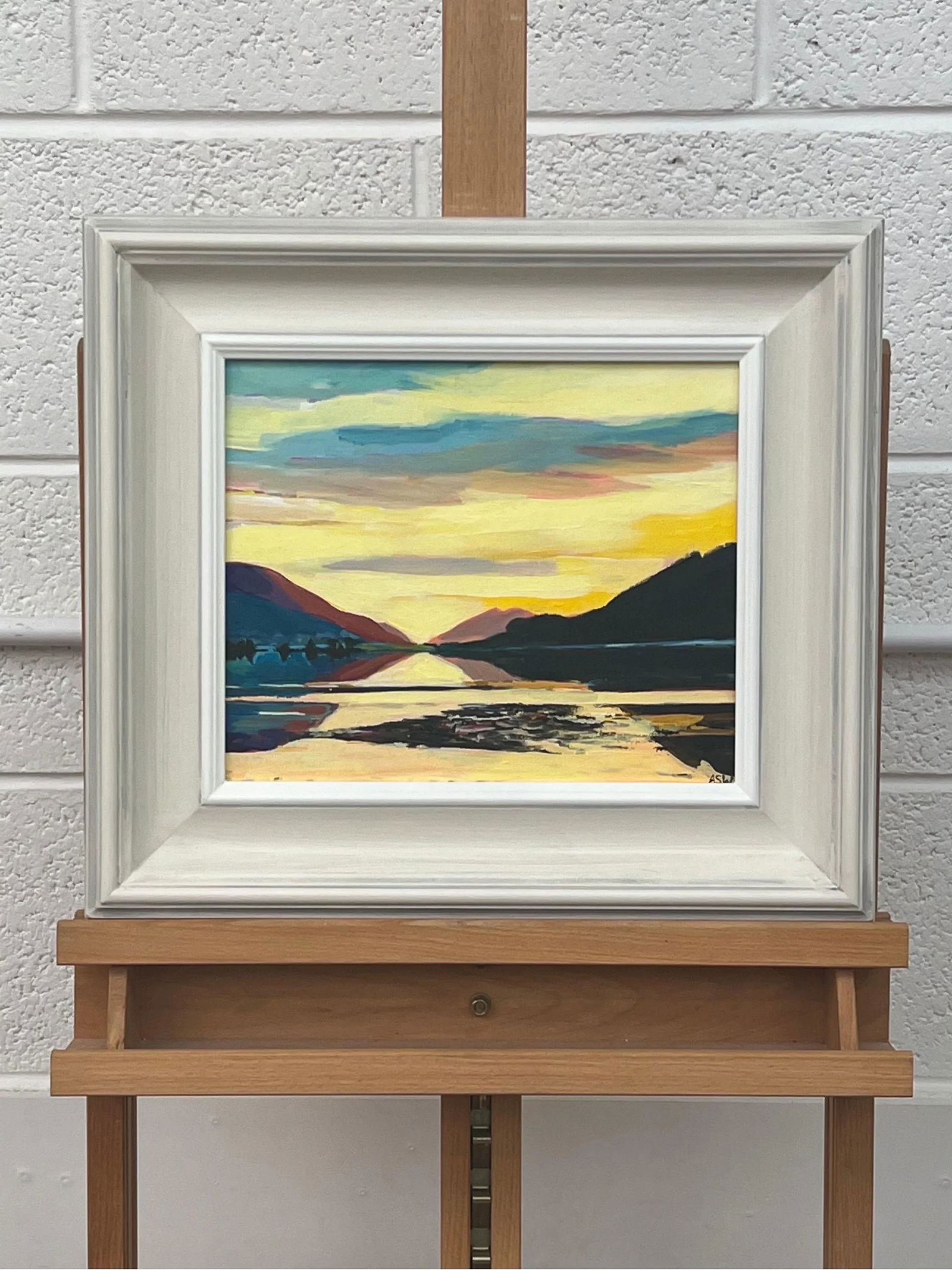 Golden Yellow Landscape Painting of the Scottish Highlands by Contemporary British Artist - 7