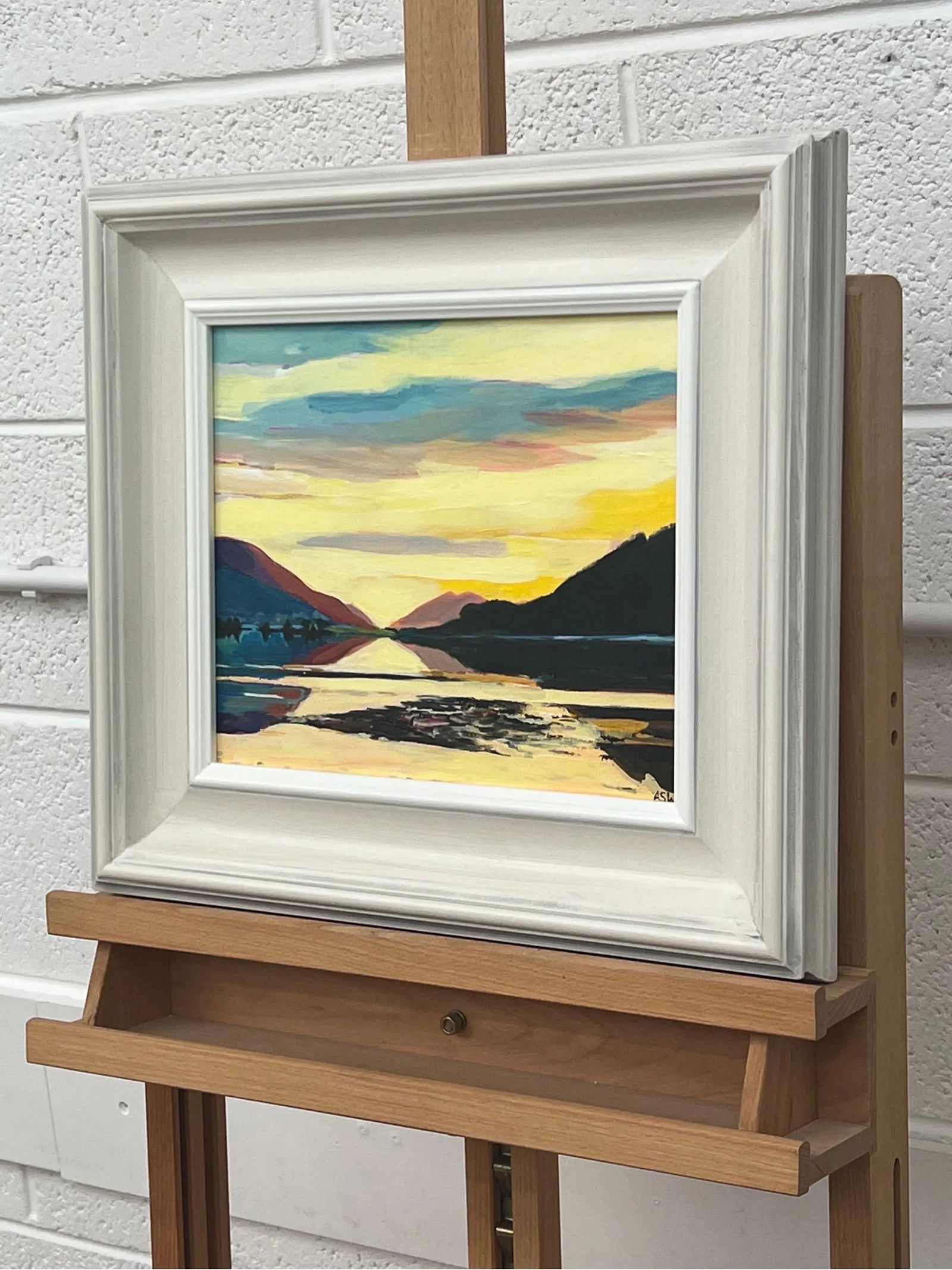 Golden Yellow Landscape Painting of the Scottish Highlands by Contemporary British Artist - 8