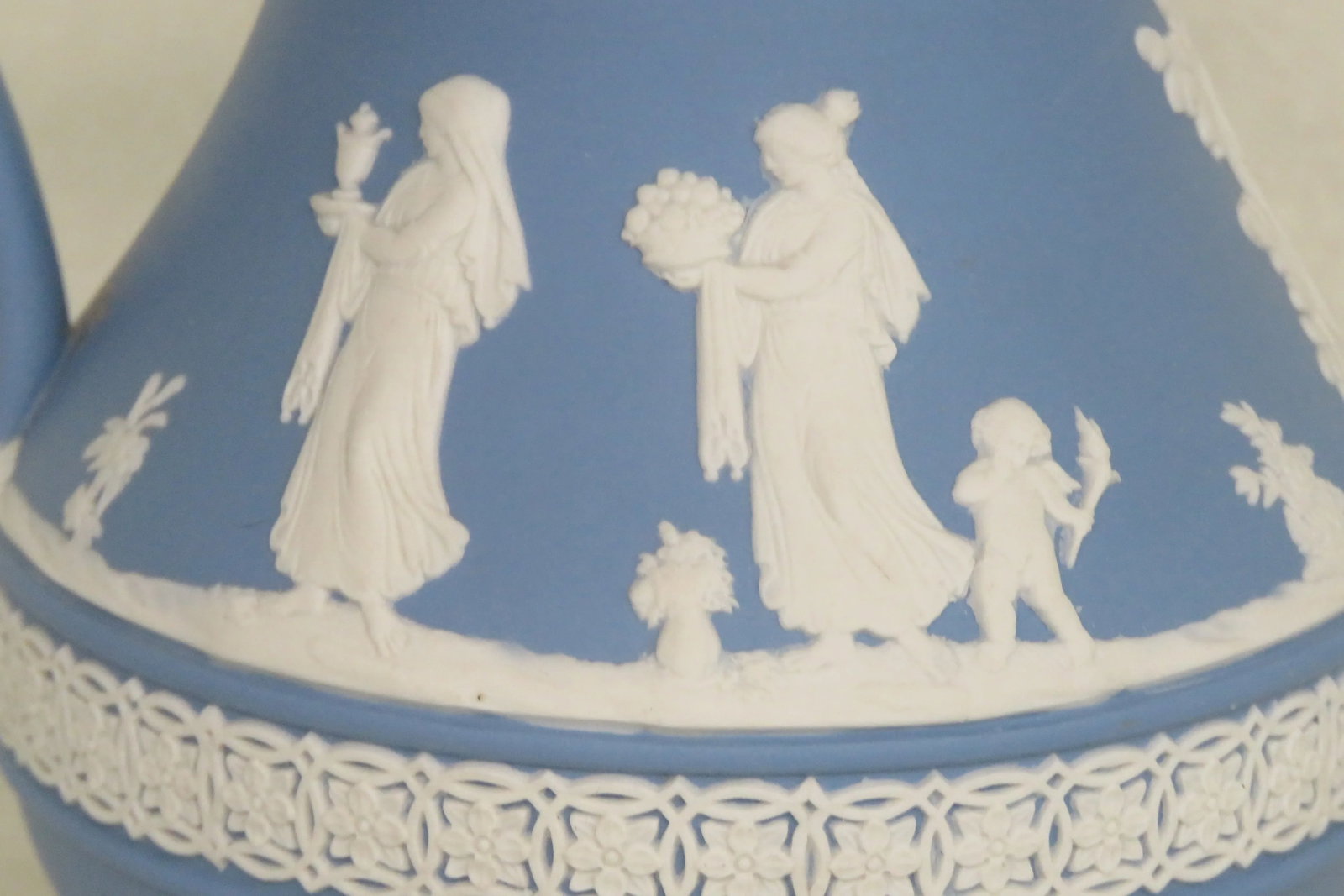 Wedgwood England Jasperware Blue Jug Pitcher - 11