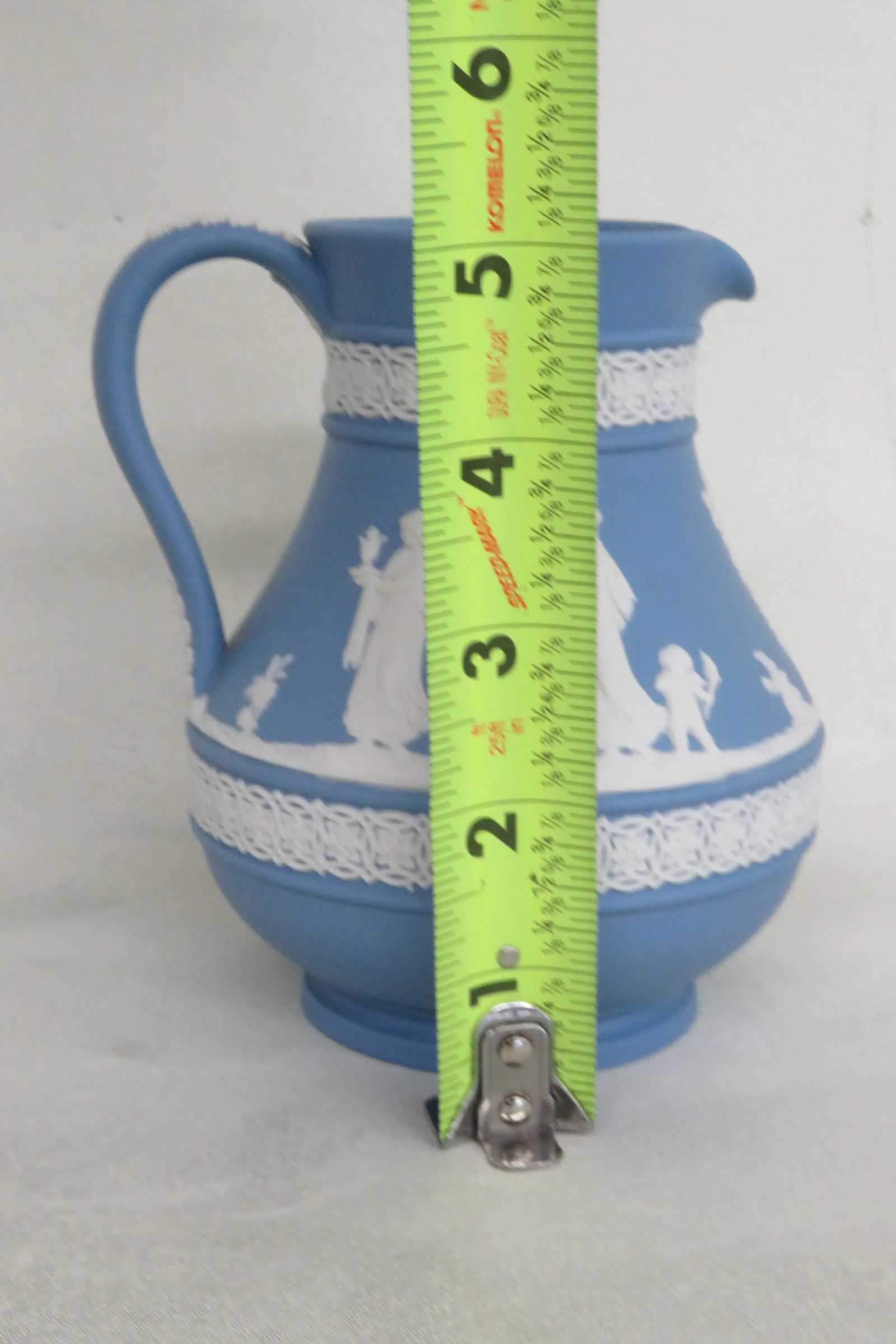 Wedgwood England Jasperware Blue Jug Pitcher - 4