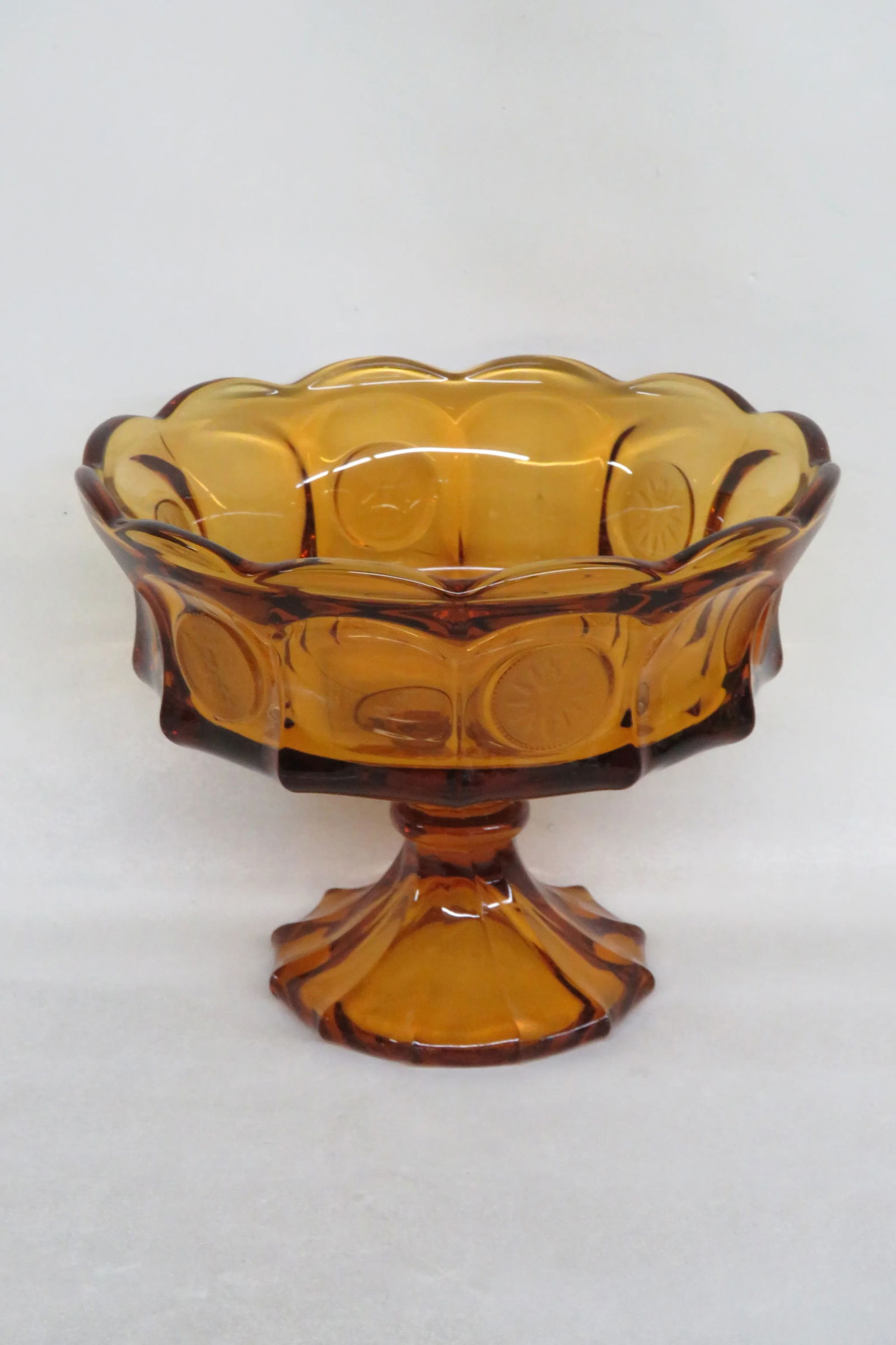 Fostoria Coin Glass Amber Color Large Footed Compote Fruit Bowl - 3