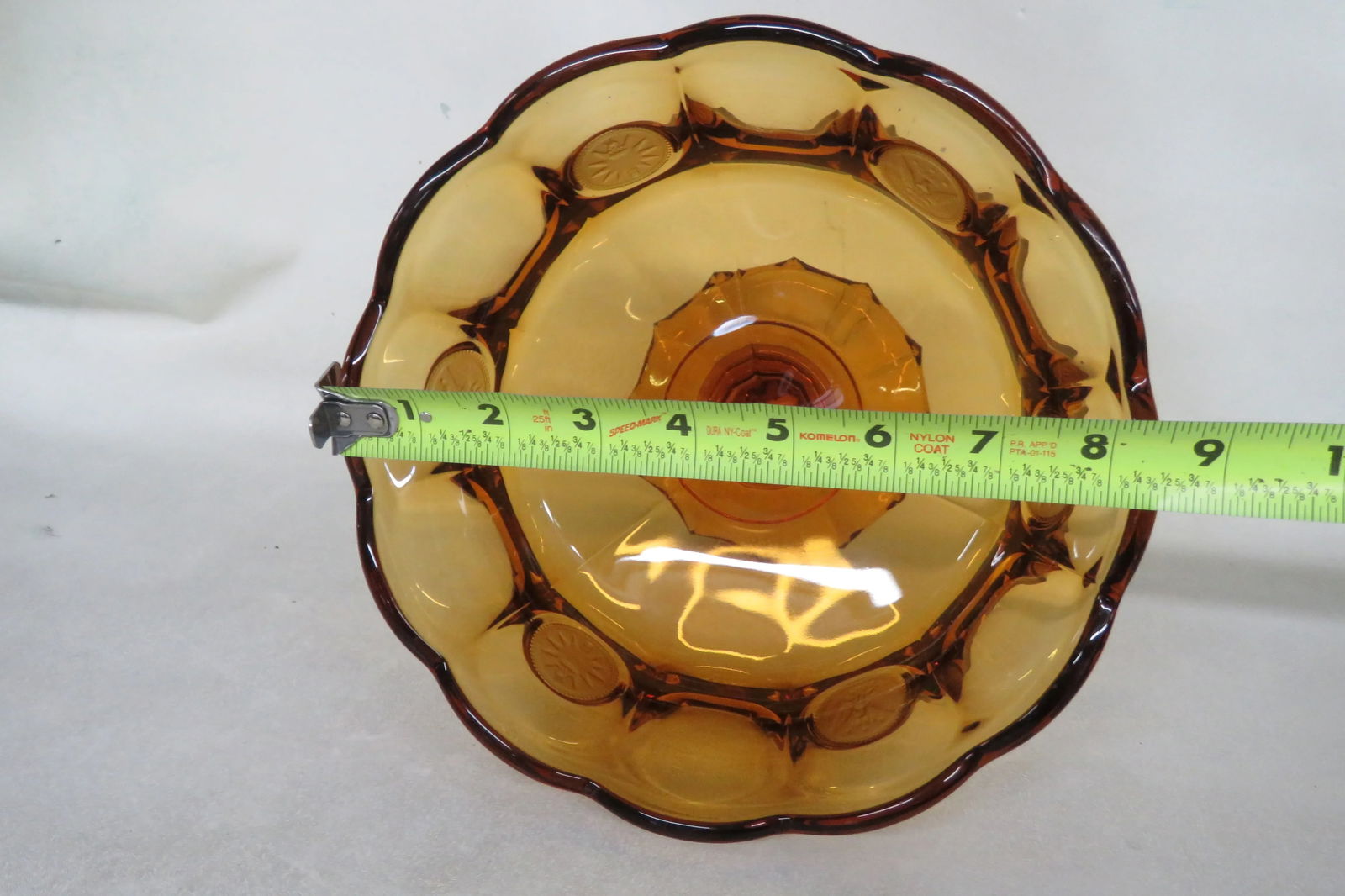 Fostoria Coin Glass Amber Color Large Footed Compote Fruit Bowl - 8