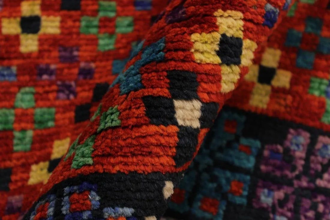 1990s Tribal Balouchi Orange/Black Wool Rug - 3'4" X 4'9" - 4