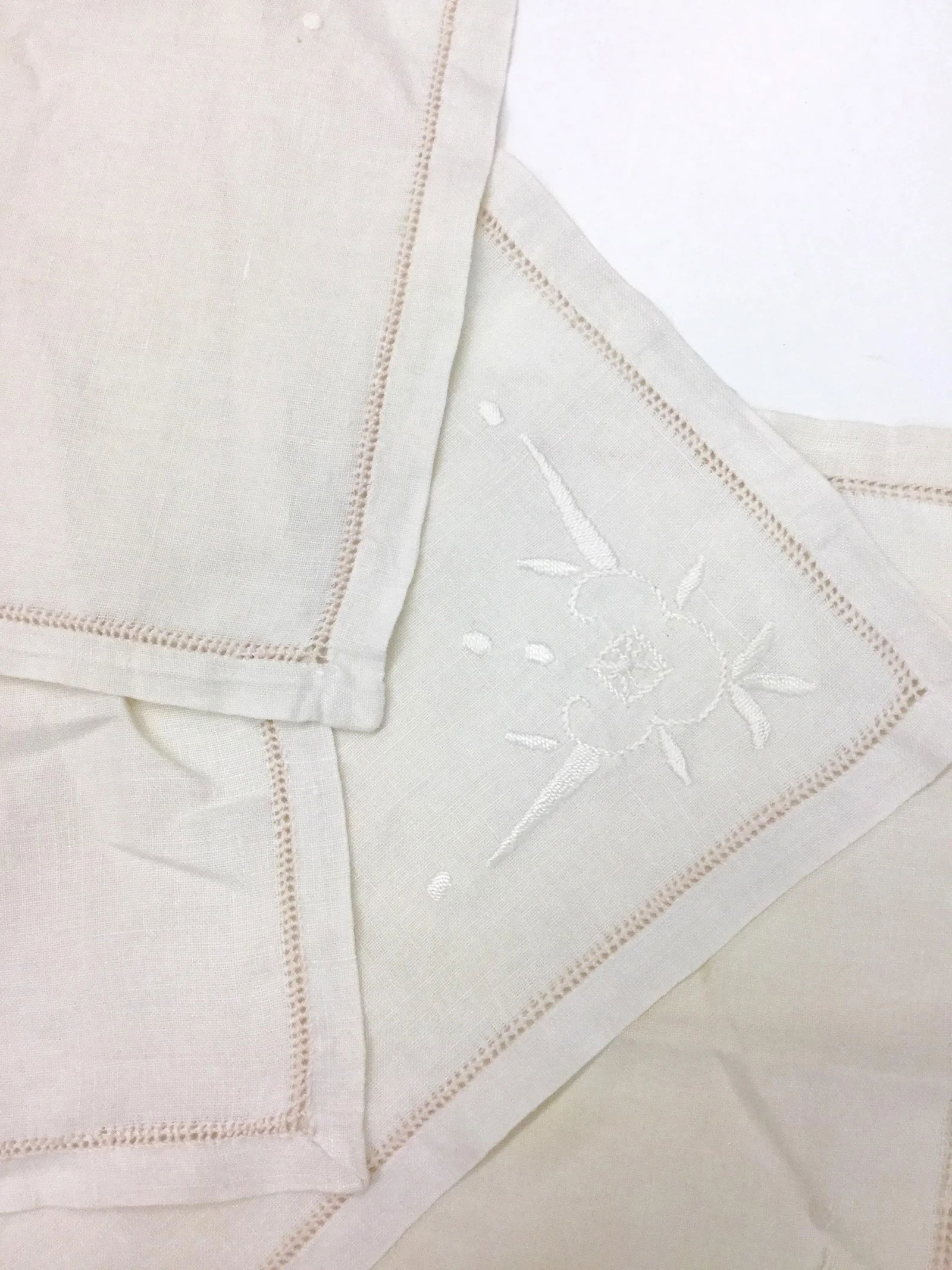Early 20th Century Antique Linen Cocktail Napkins - Set of 4 - 2