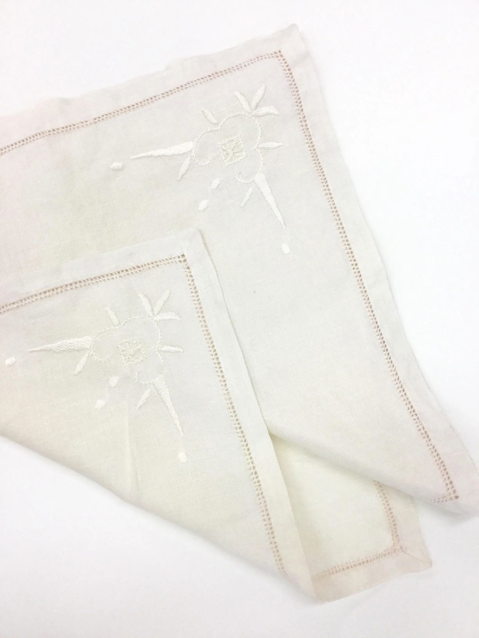 Early 20th Century Antique Linen Cocktail Napkins - Set of 4 - 8