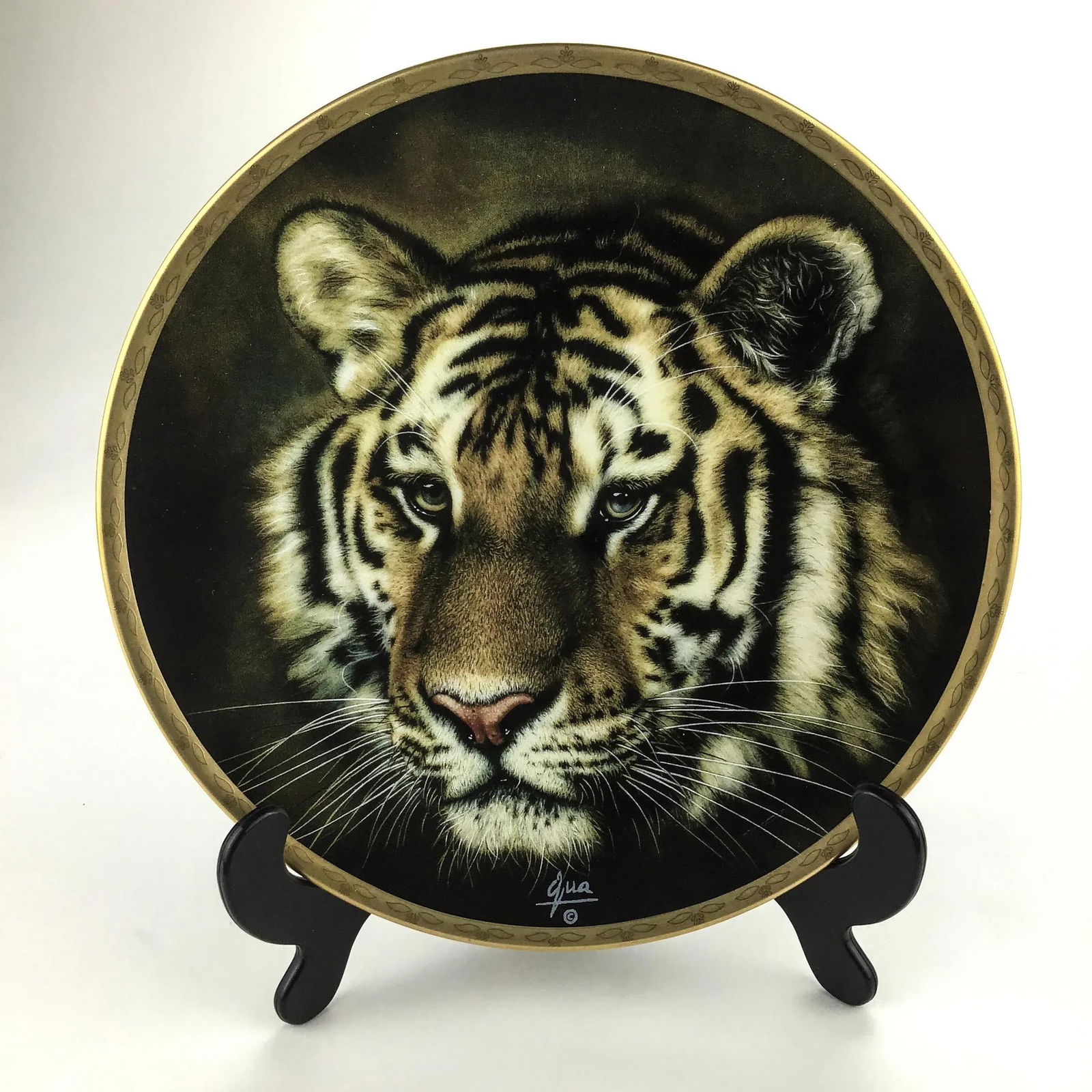 Vintage 1993 Porcelain Plate of Tiger Signed Lenox - 2