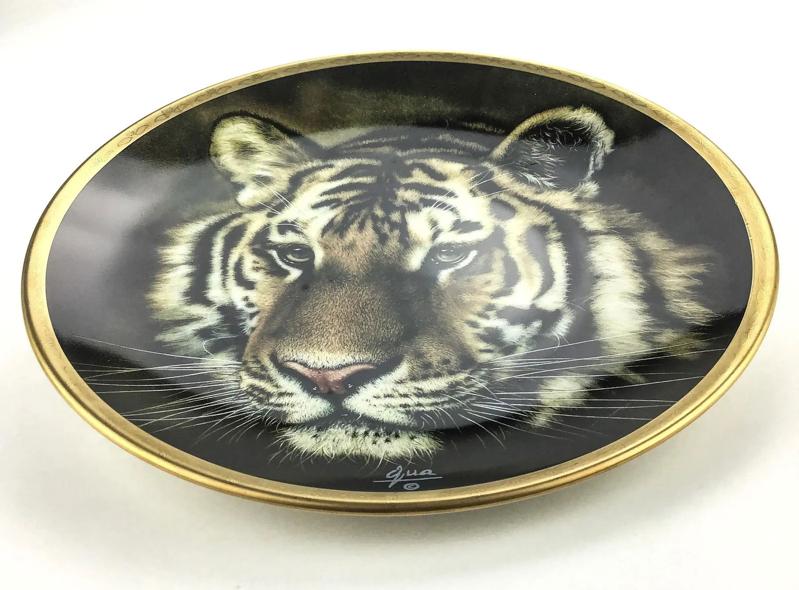 Vintage 1993 Porcelain Plate of Tiger Signed Lenox - 3