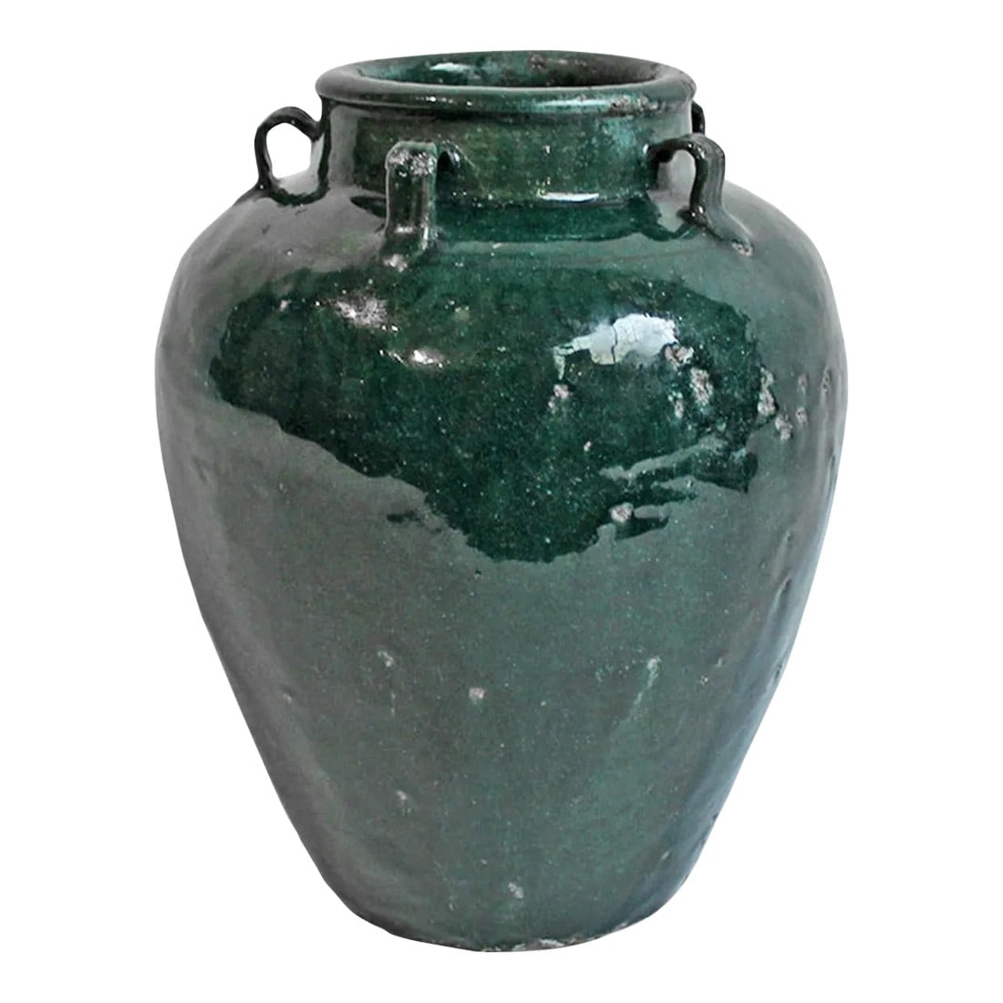 Antique Jade Green Ceramic Jar (1 of 2)