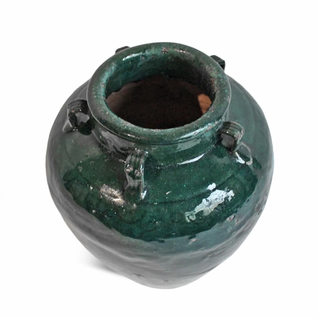 Antique Jade Green Ceramic Jar - 2