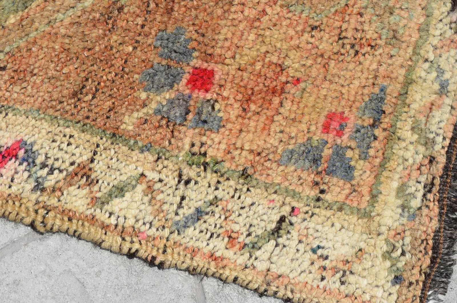Hand Made Yastik Rug Distressed Low Pile Petite Rug Faded Mat - 19'' X 36'' - 4
