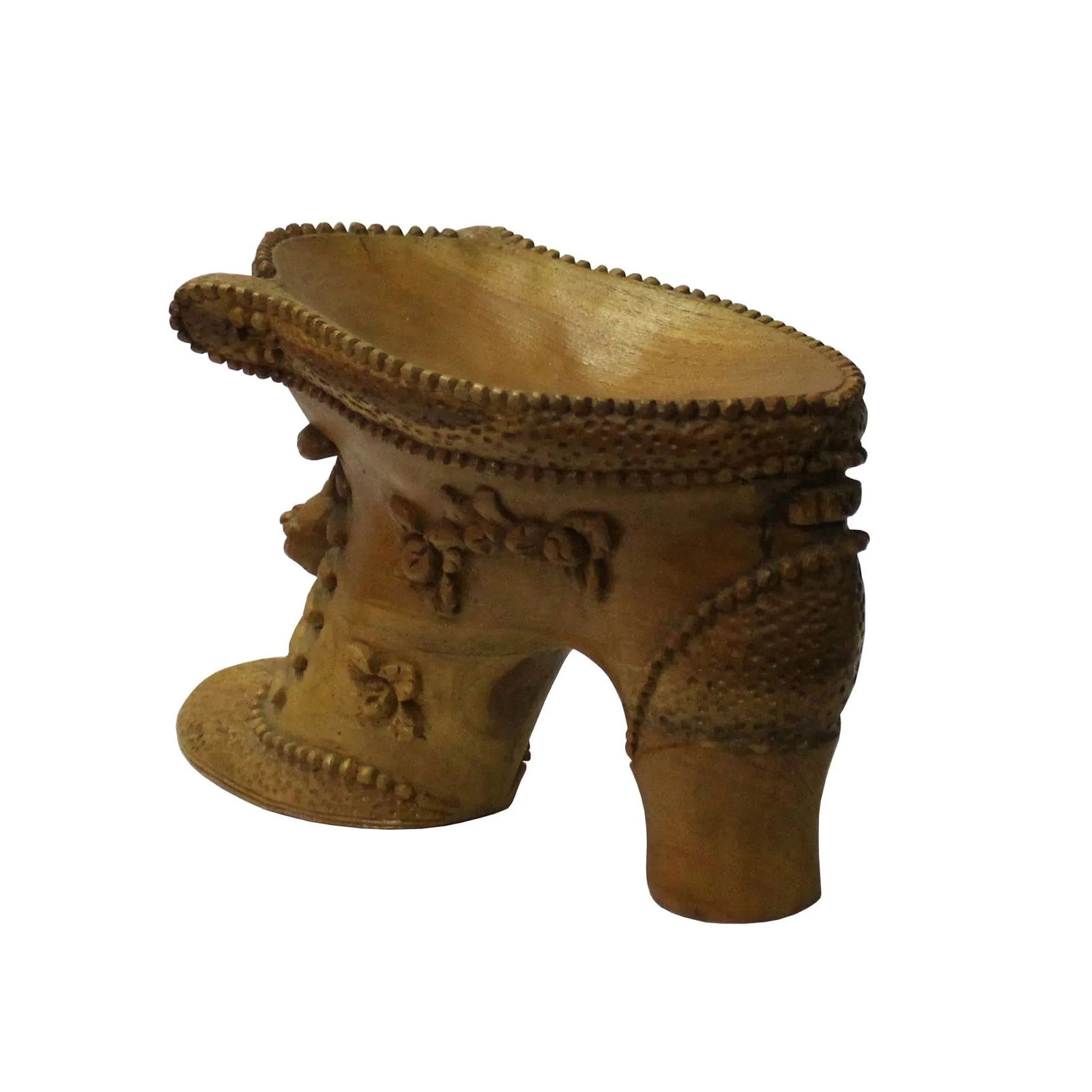 Chinese Oriental Wood Carved Heel Shape Display Figure - 6