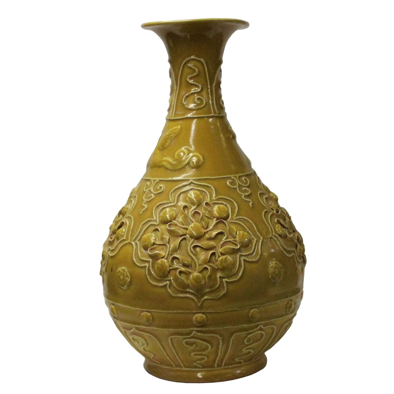 Handmade Ceramic Yellow Dimensional Flower Pattern Vase - 5