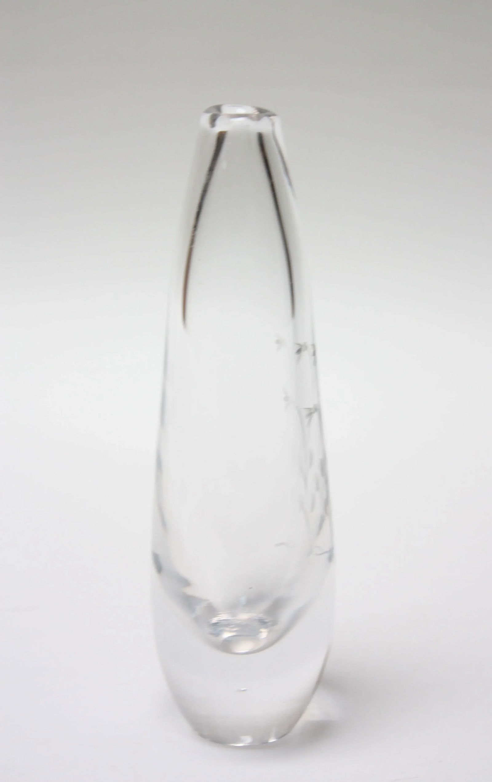 Kosta Boda Blown Glass Vase With Floral Etching - 2