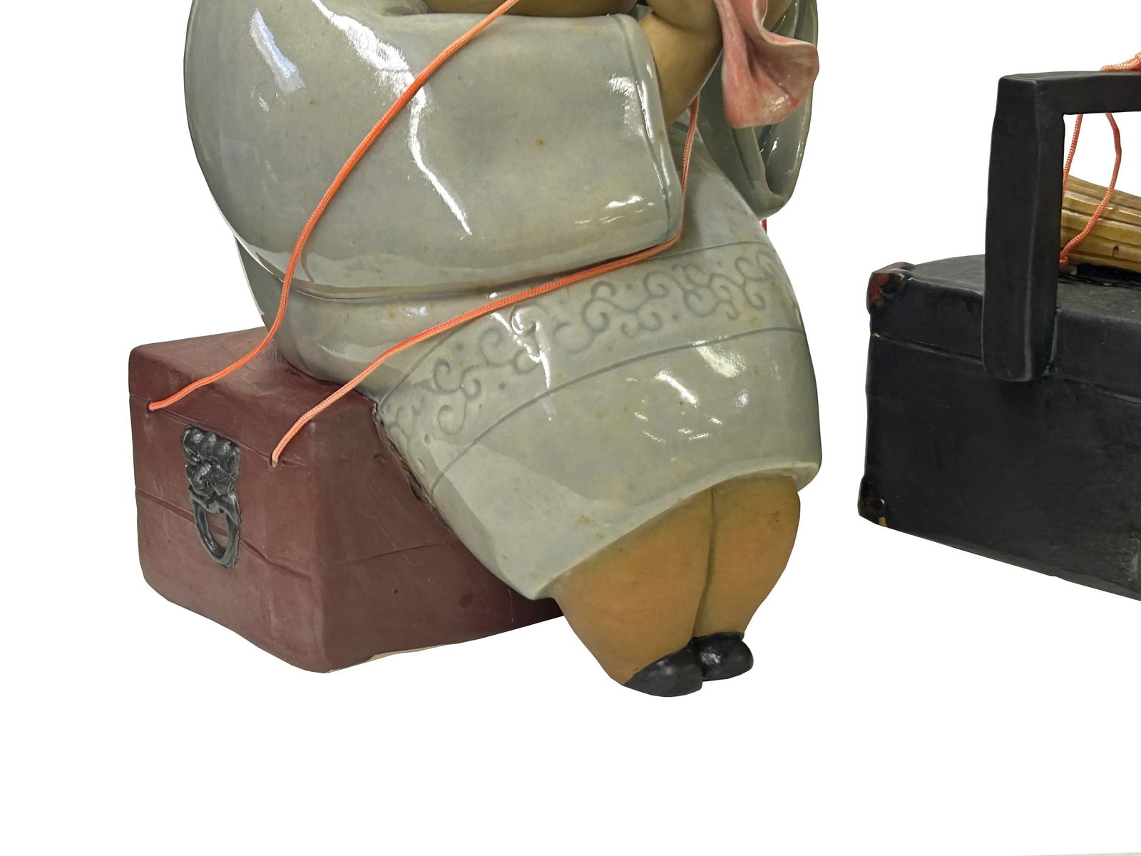 Chinese Artistic Pottery Couple Feature Display Figurines 3 Pieces Set - 8