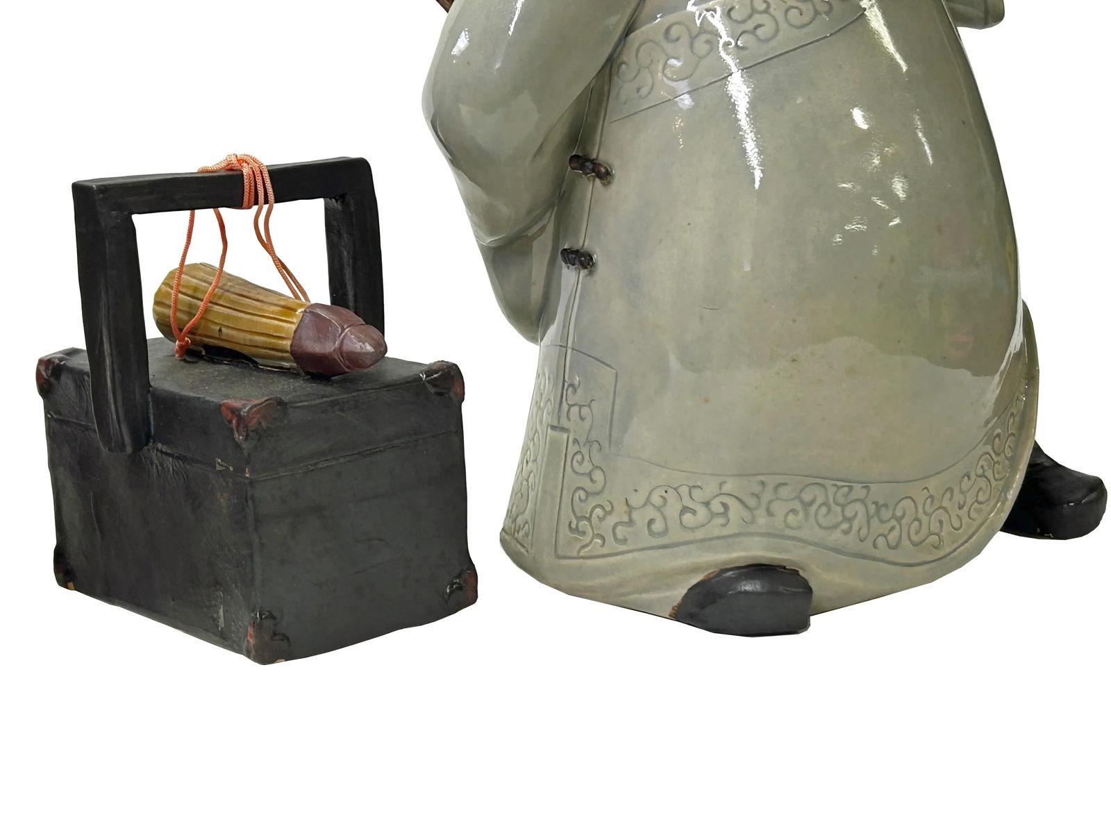 Chinese Artistic Pottery Couple Feature Display Figurines 3 Pieces Set - 9