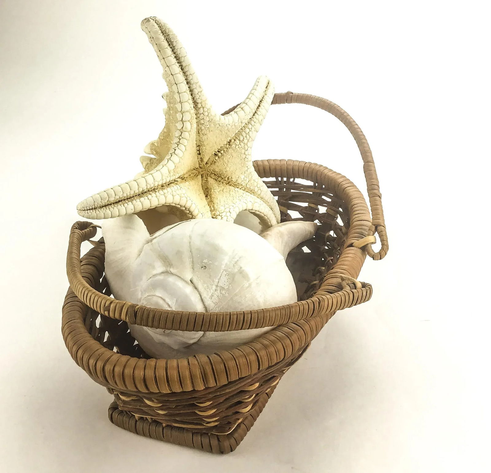 Vintage Basket With Genuine Sea Shell & Starfish - 5