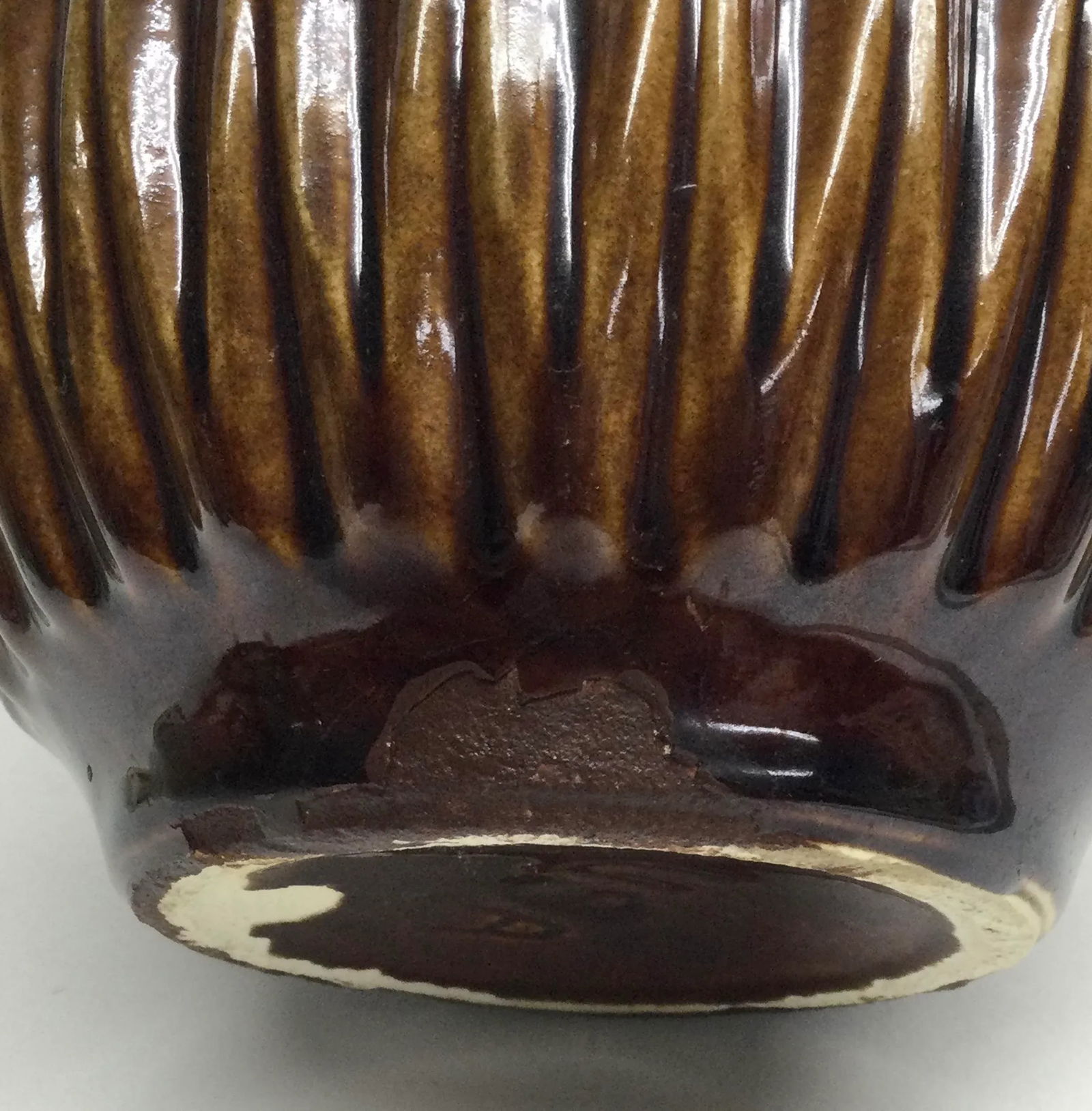 Vintage Ceramic Glazed Ribbed Planter U S A - 10