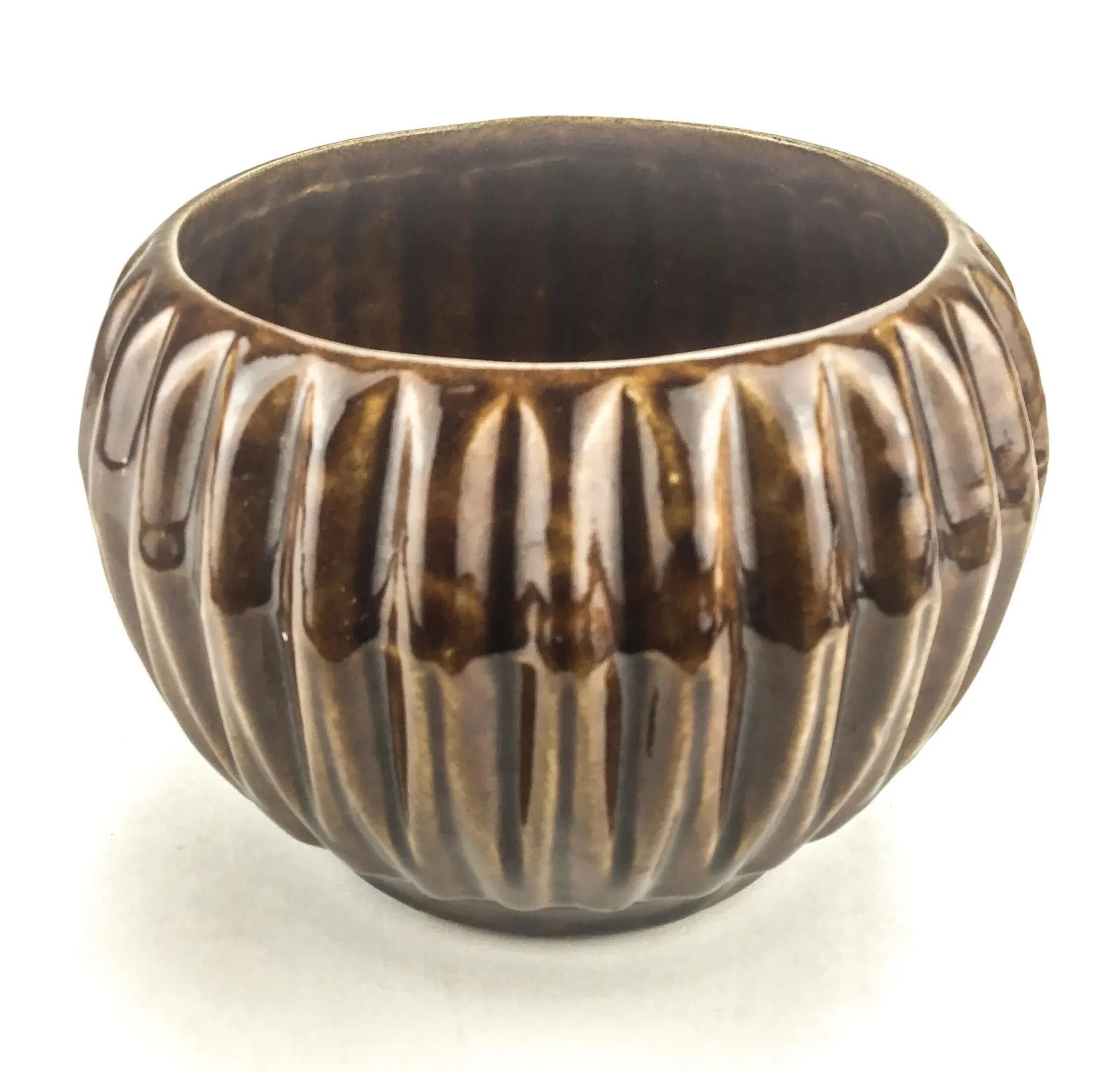 Vintage Ceramic Glazed Ribbed Planter U S A - 5