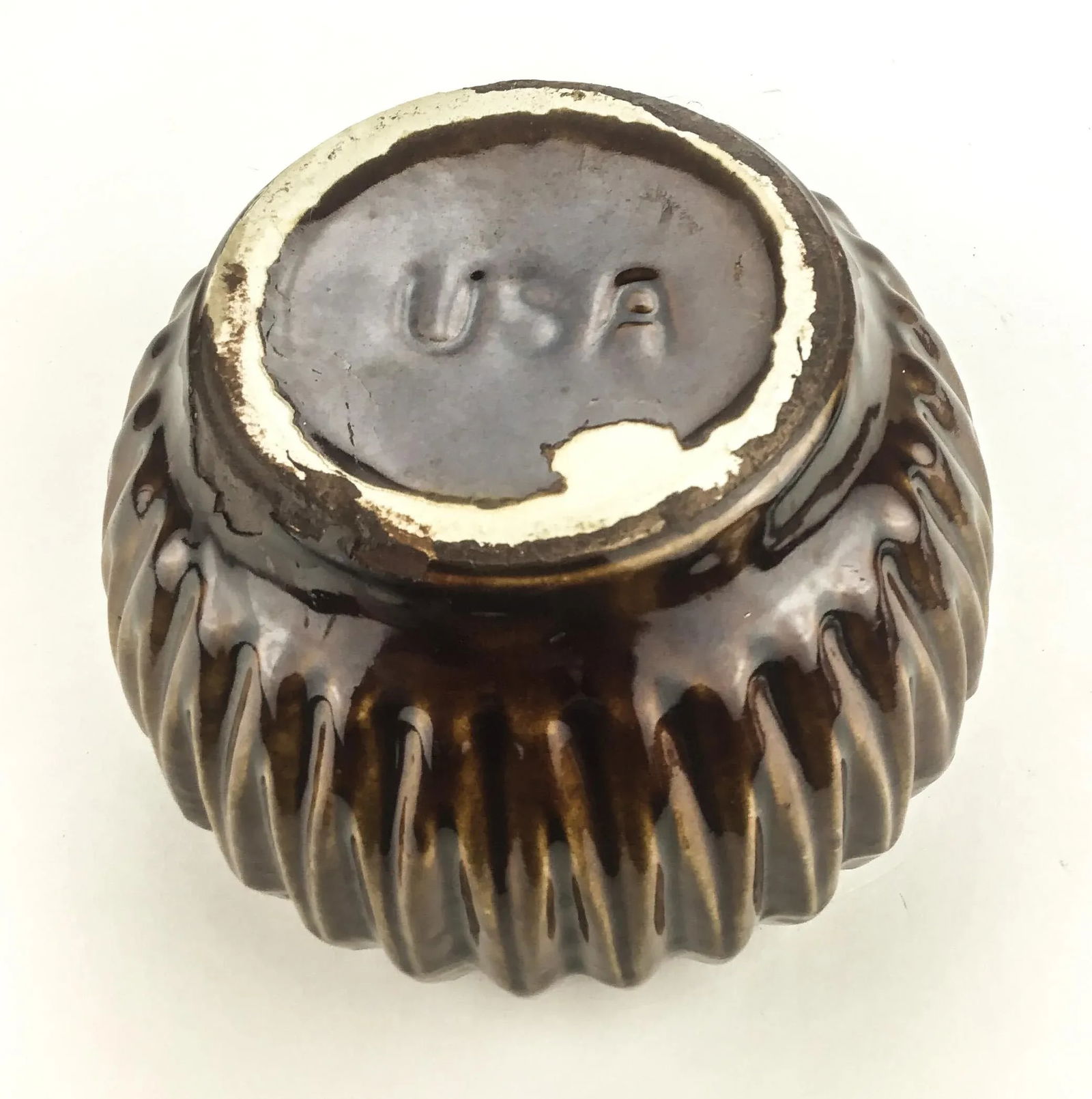 Vintage Ceramic Glazed Ribbed Planter U S A - 6